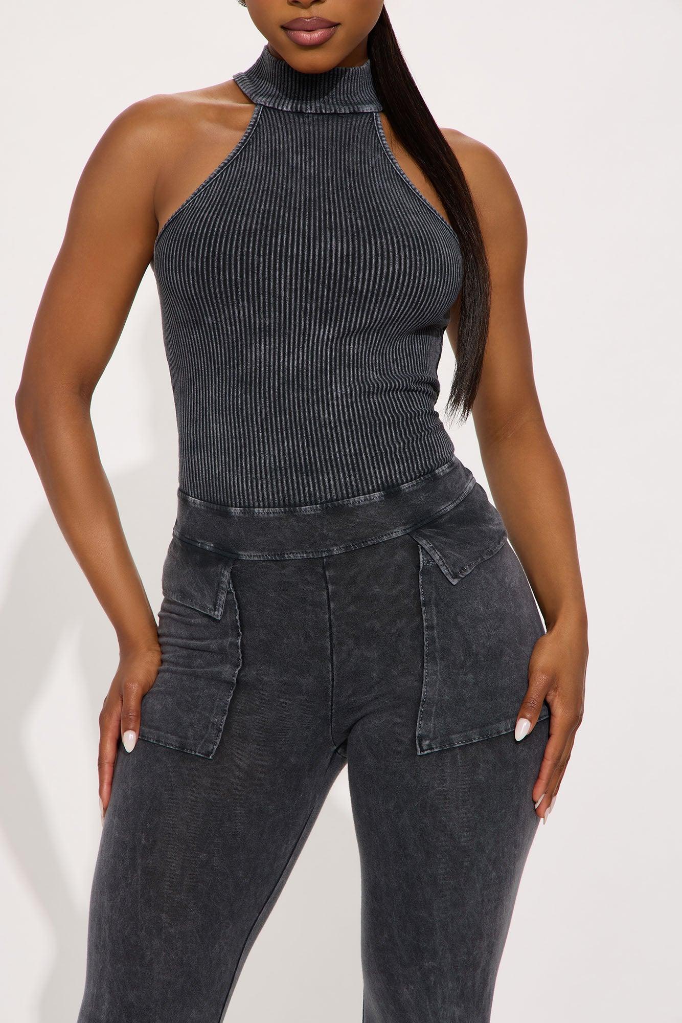 Day Off Washed Flare Leg Jumpsuit - Black Product Image