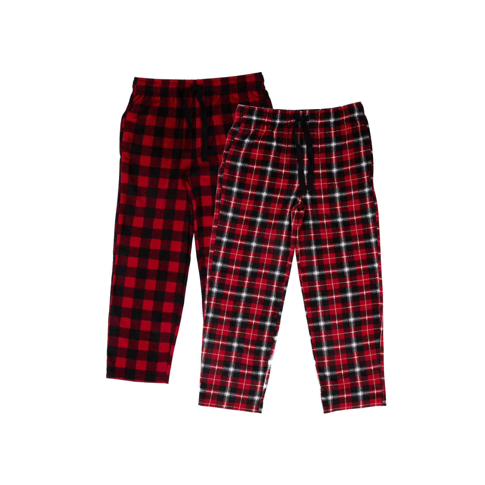 Men's Smith's Workwear 2-Pack Fleece Lounge Pants, Size: Large, Red Bundle Product Image