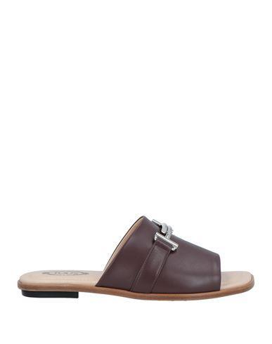 TOD'S Woman Sandals Chocolate Brown Size 7.5 Leather Product Image