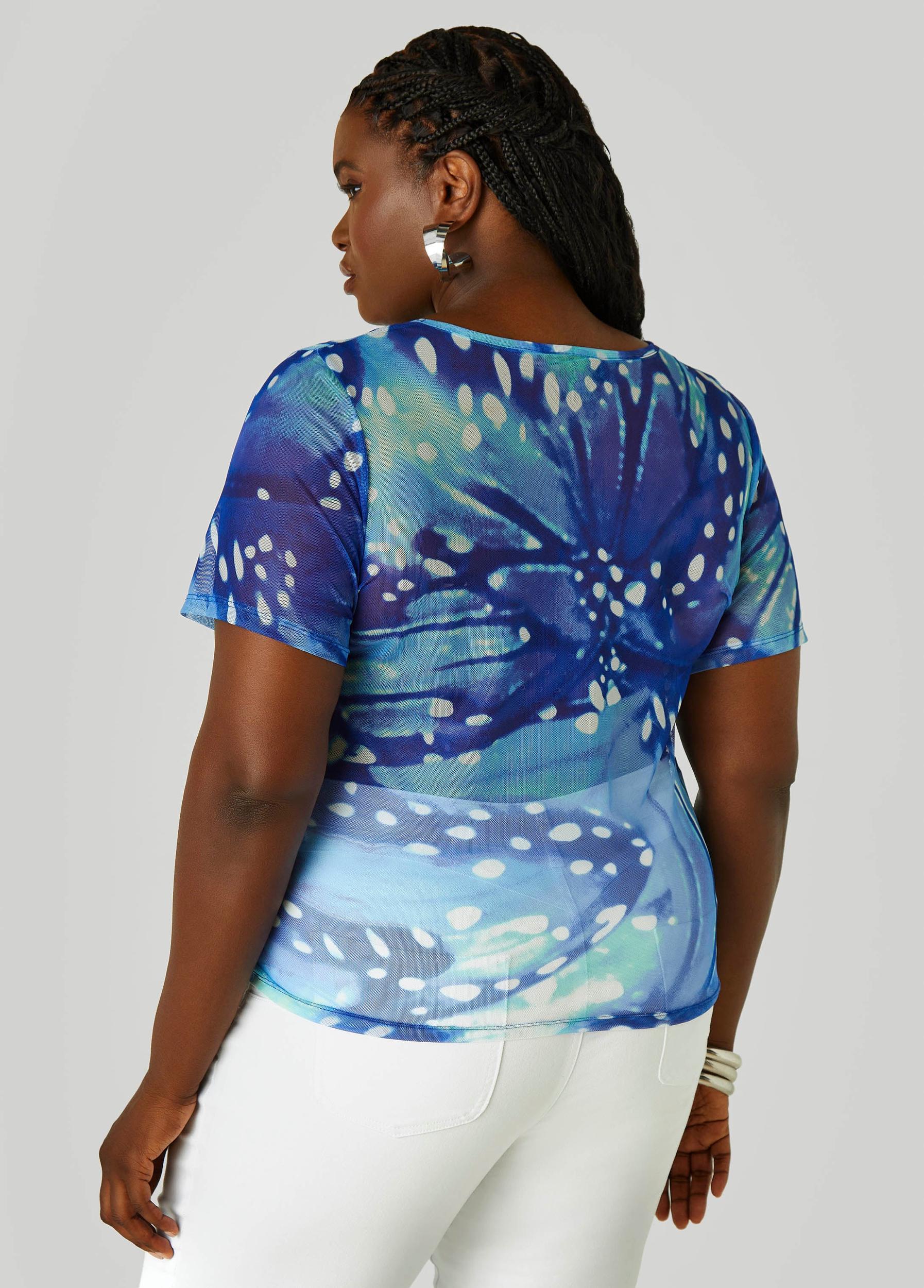 Butterfly Print Mesh Tee Product Image