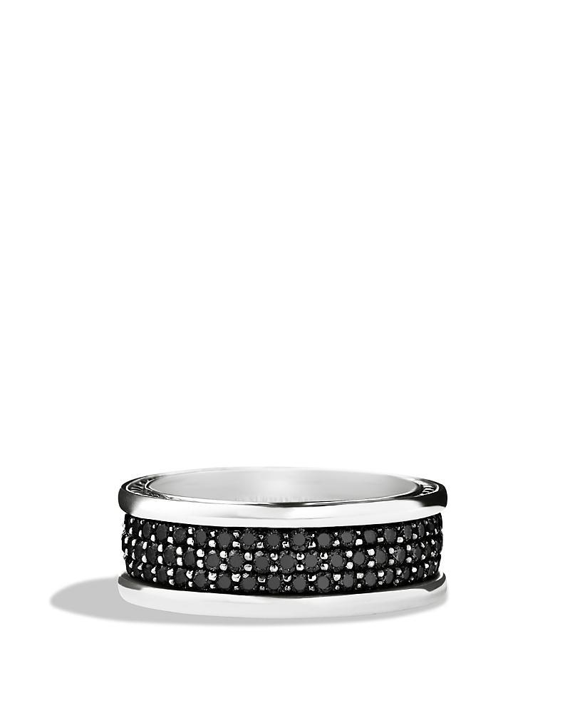 David Yurman Mens Streamline Three-Row Band Ring with Black Diamonds Product Image