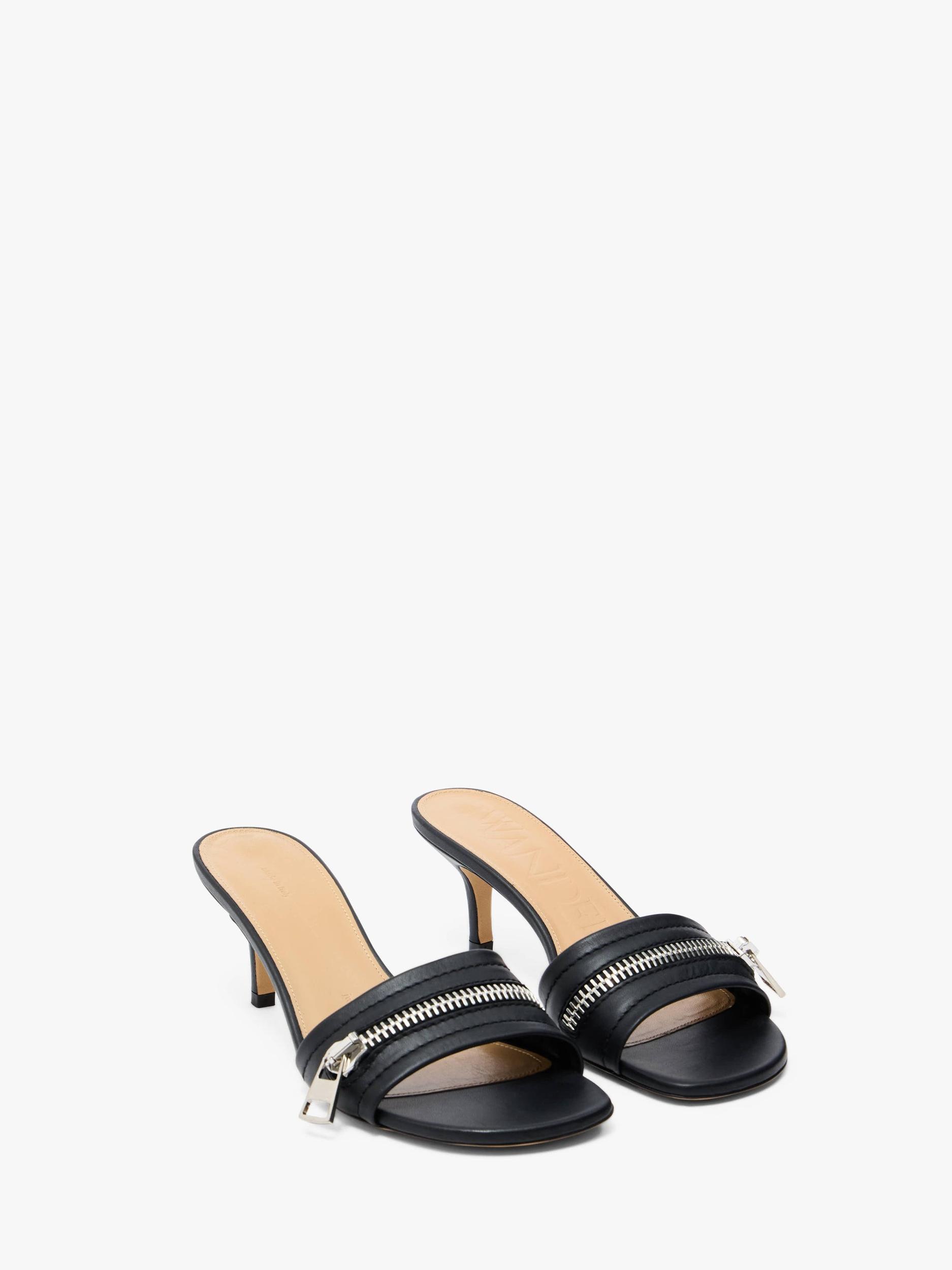 LEATHER BIKER HEEL SANDAL Product Image