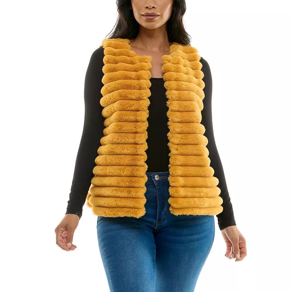 Womens Nina Leonard Horizontal Faux Fur Vest Yellow Product Image