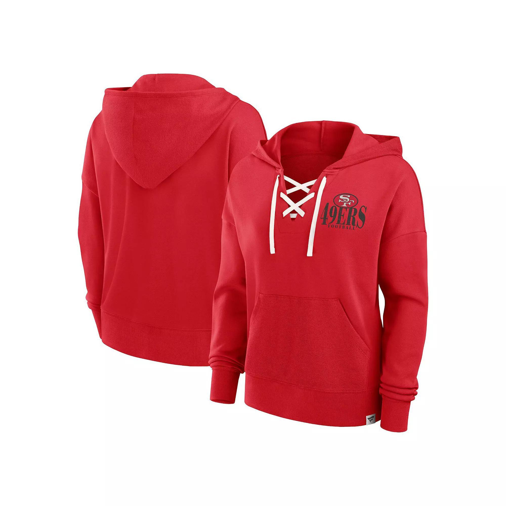 Women's Fanatics Scarlet San Francisco 49ers Blitz Left Lace-Up Pullover Hoodie, Size: Large, Red Product Image