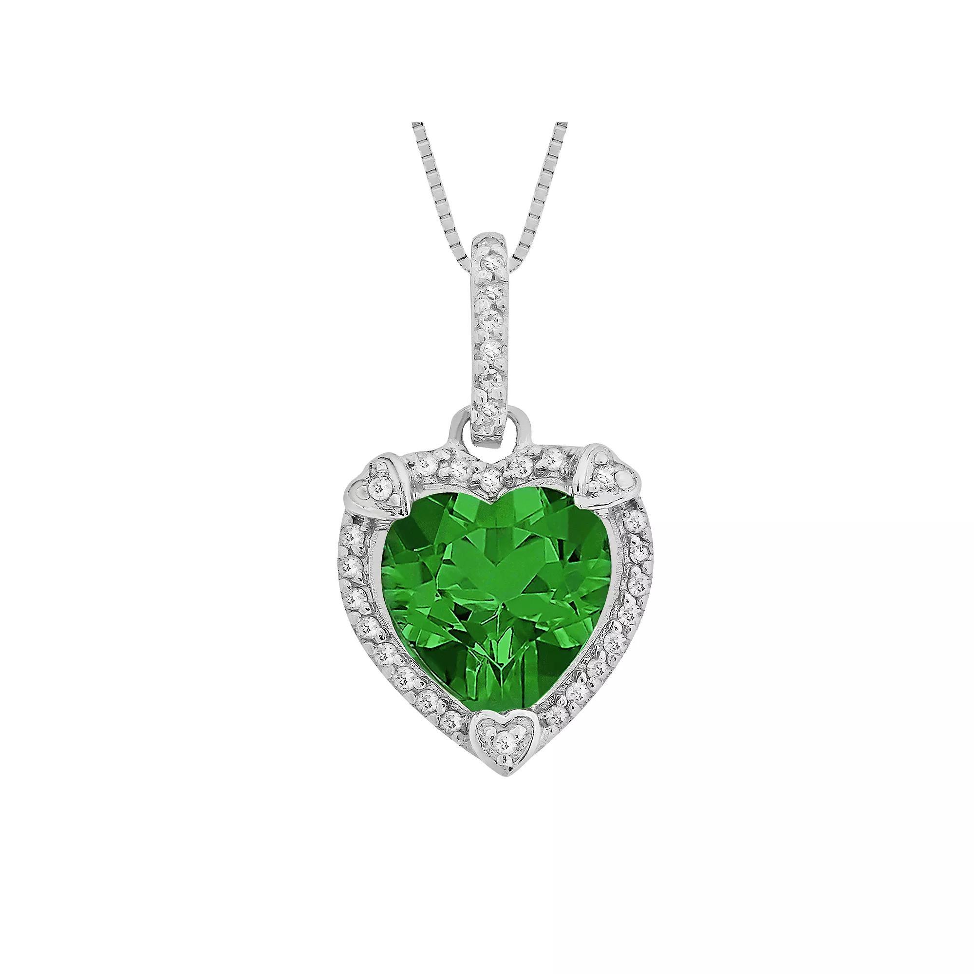 Gemminded Sterling Silver Citrine and Diamond Accent Heart Frame Pendant, Women's, Size: 18" Product Image