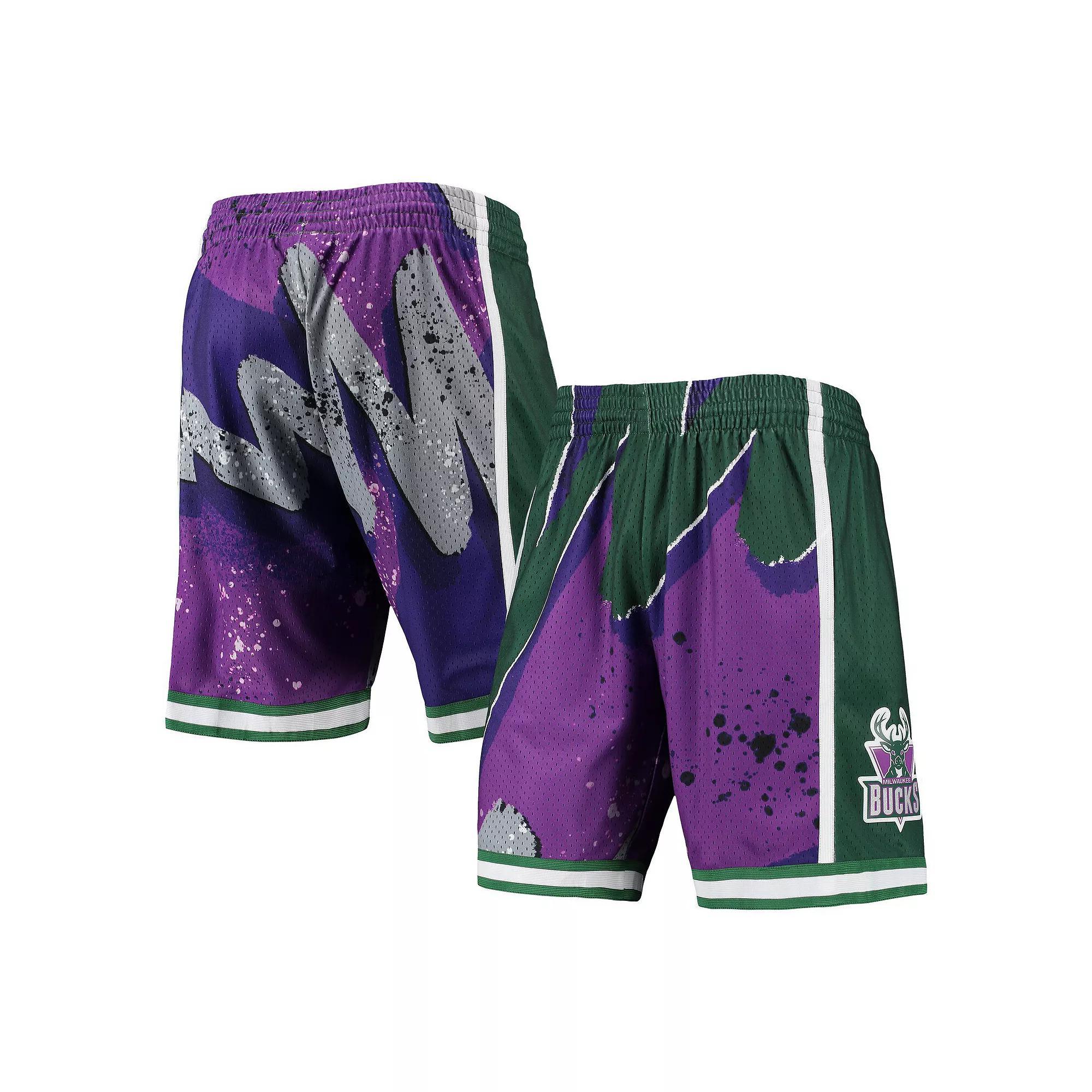 Men's Mitchell & Ness Purple Milwaukee Bucks Hardwood Classics 2000 Hyper Hoops Swingman Shorts, Size: XL Product Image