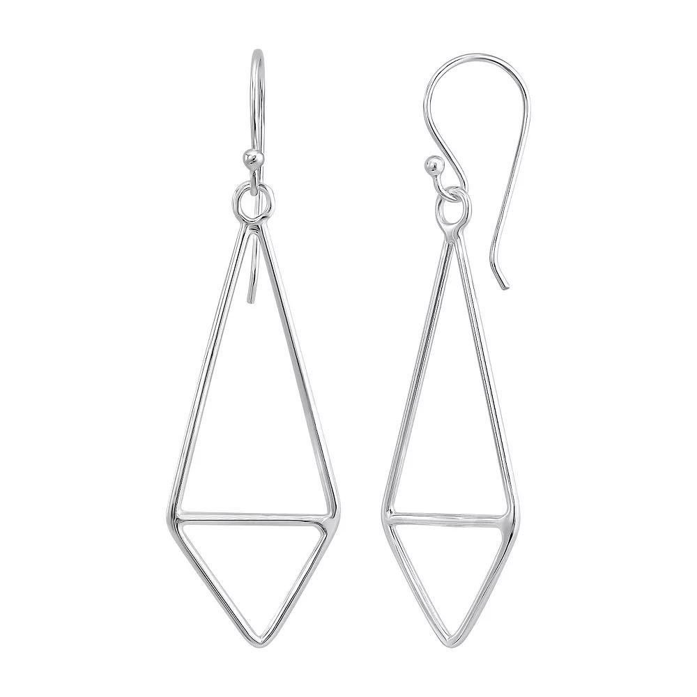 Sterling Silver Open Kite Drop Earrings, Womens Product Image