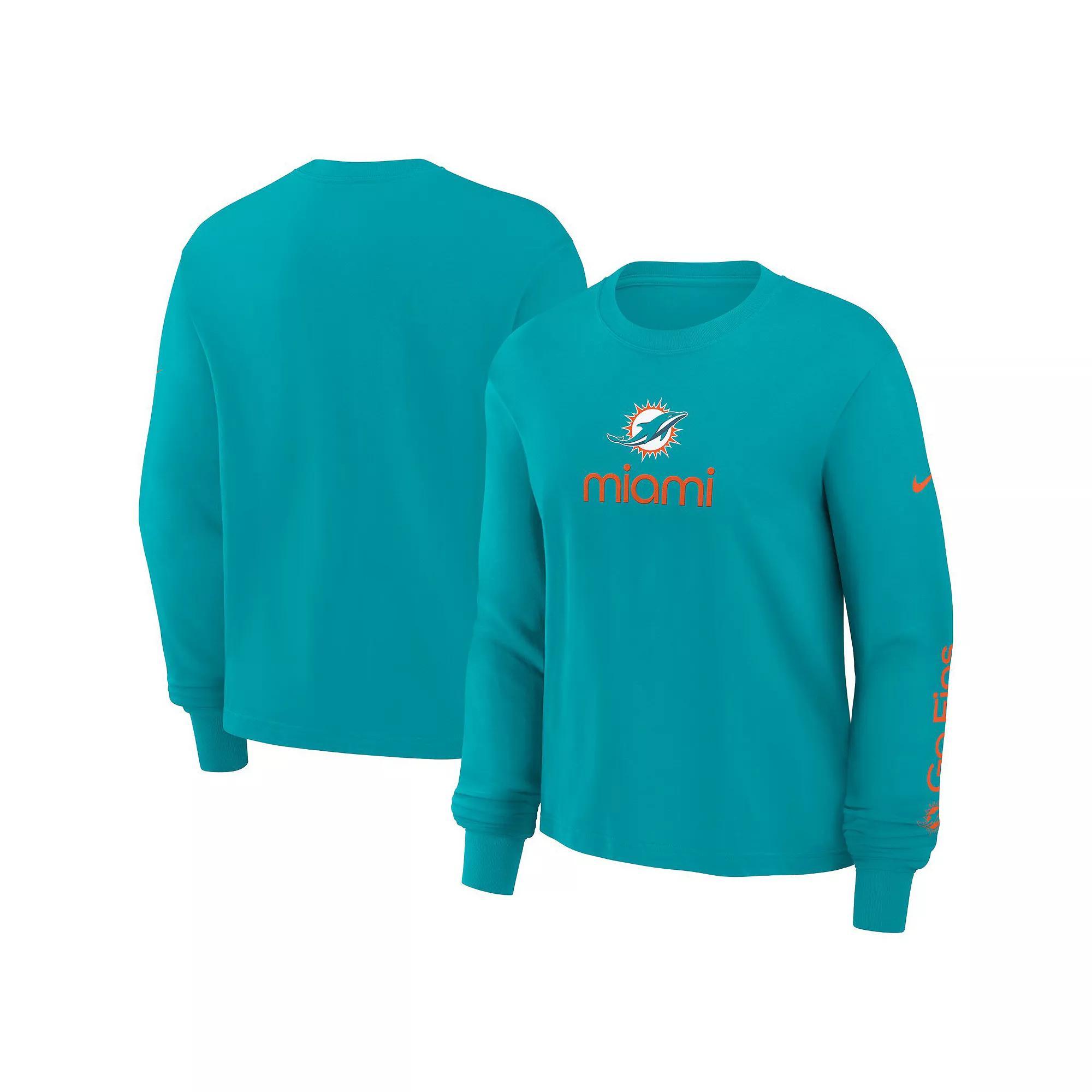 Miami Dolphins Boxy Nike Women's NFL Long-Sleeve T-Shirt Product Image