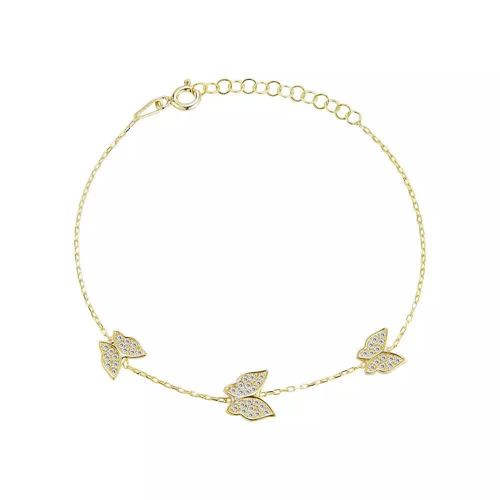 Sunkissed Sterling Cubic Zirconia Triple Butterfly Bracelet, Women's, Gold Tone Product Image
