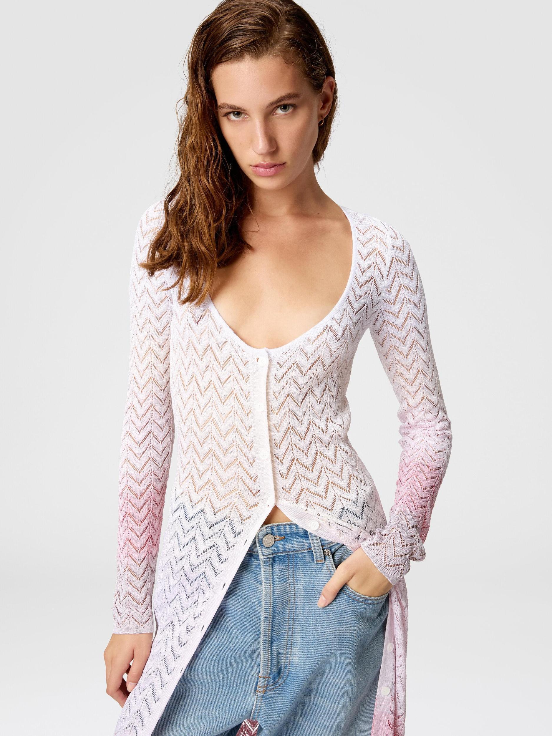 Long cardigan in gradient chevron viscose Product Image