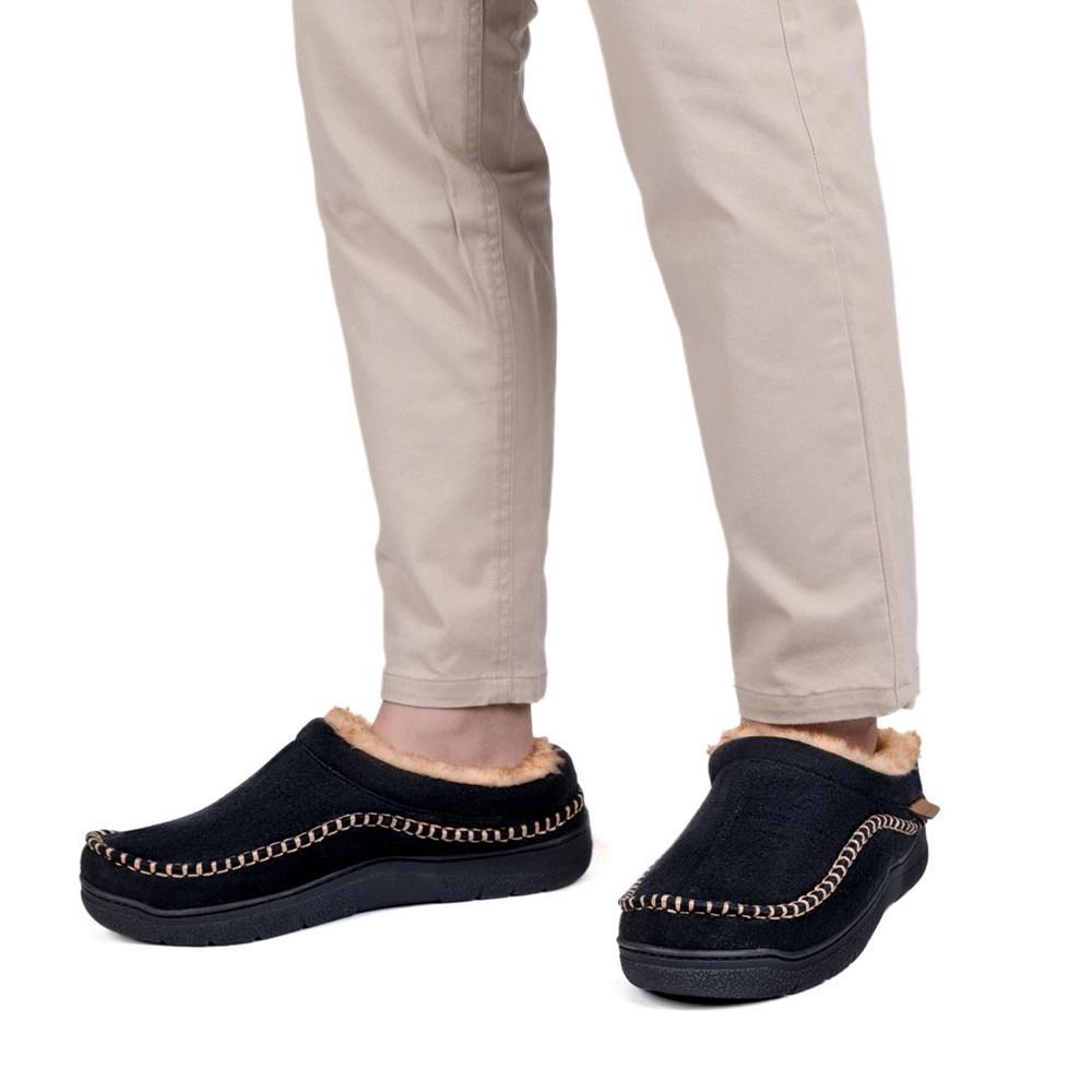 RockDove Men's Aiden Faux Fur Lined Microsuede Slide Slipper Product Image