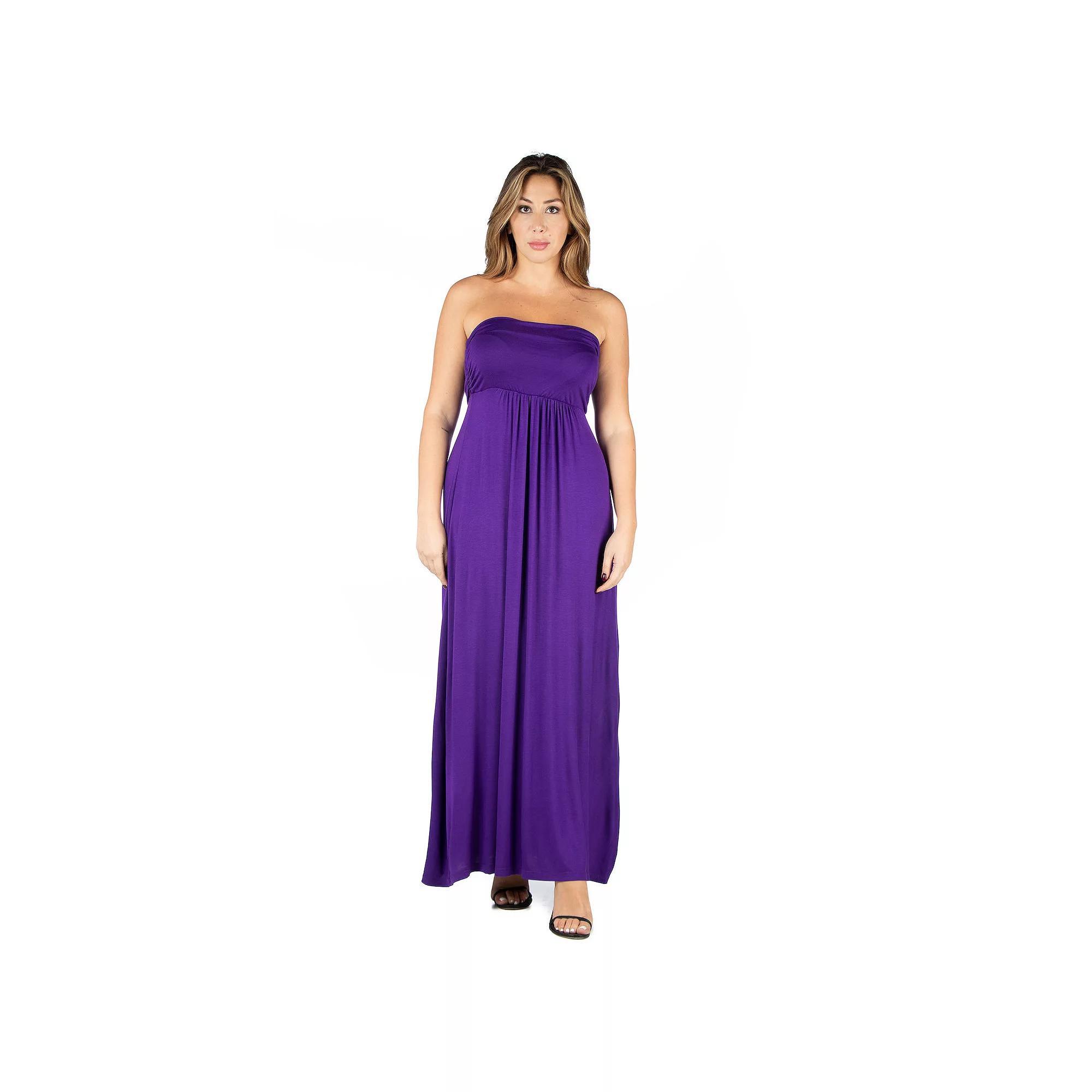 Plus Size 24seven Comfort Apparel Strapless Maxi Dress, Women's, Size: 3XL, Black Product Image