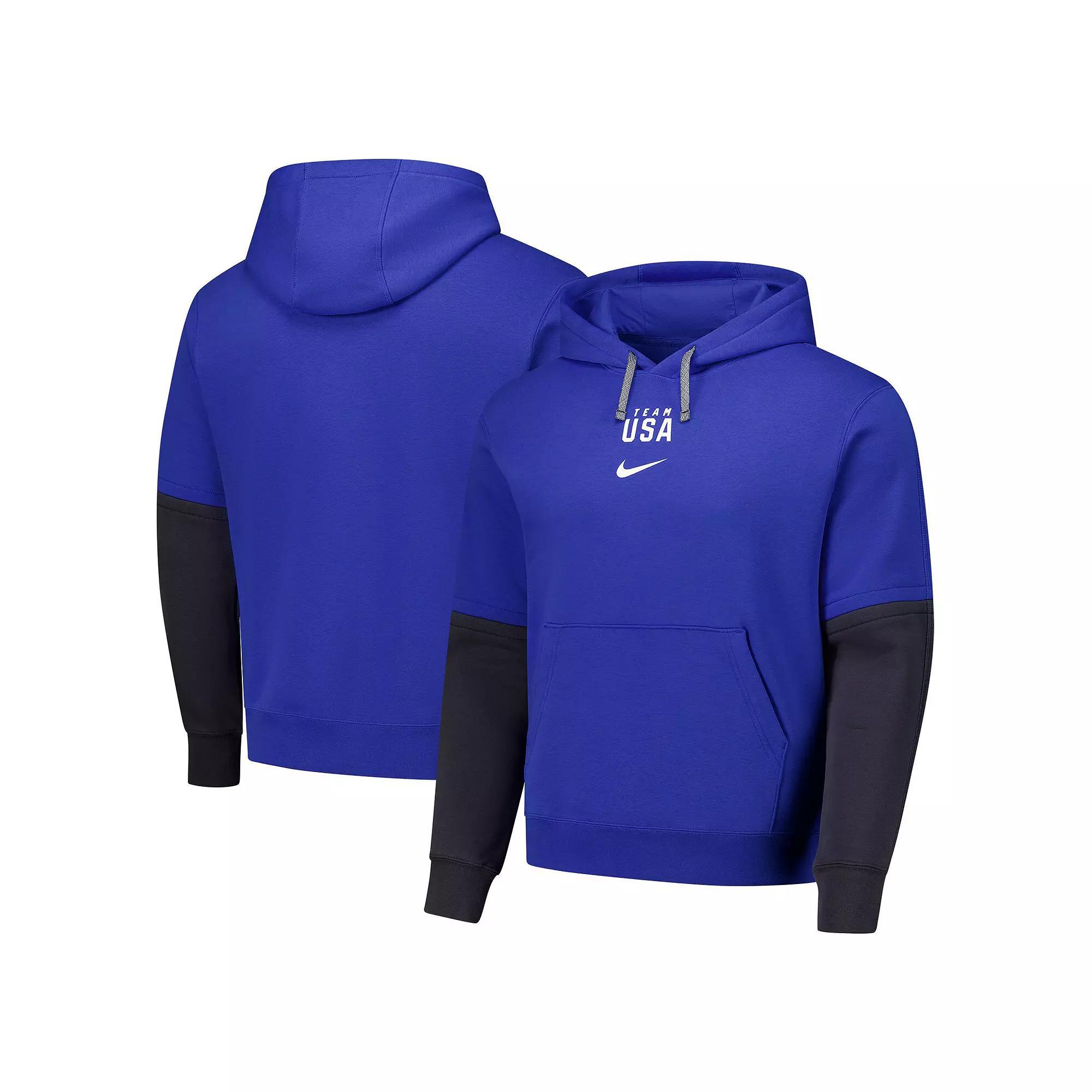 Men's Nike Royal Team USA Club Color Block Pullover Hoodie, Size: Medium, Usa Blue Product Image