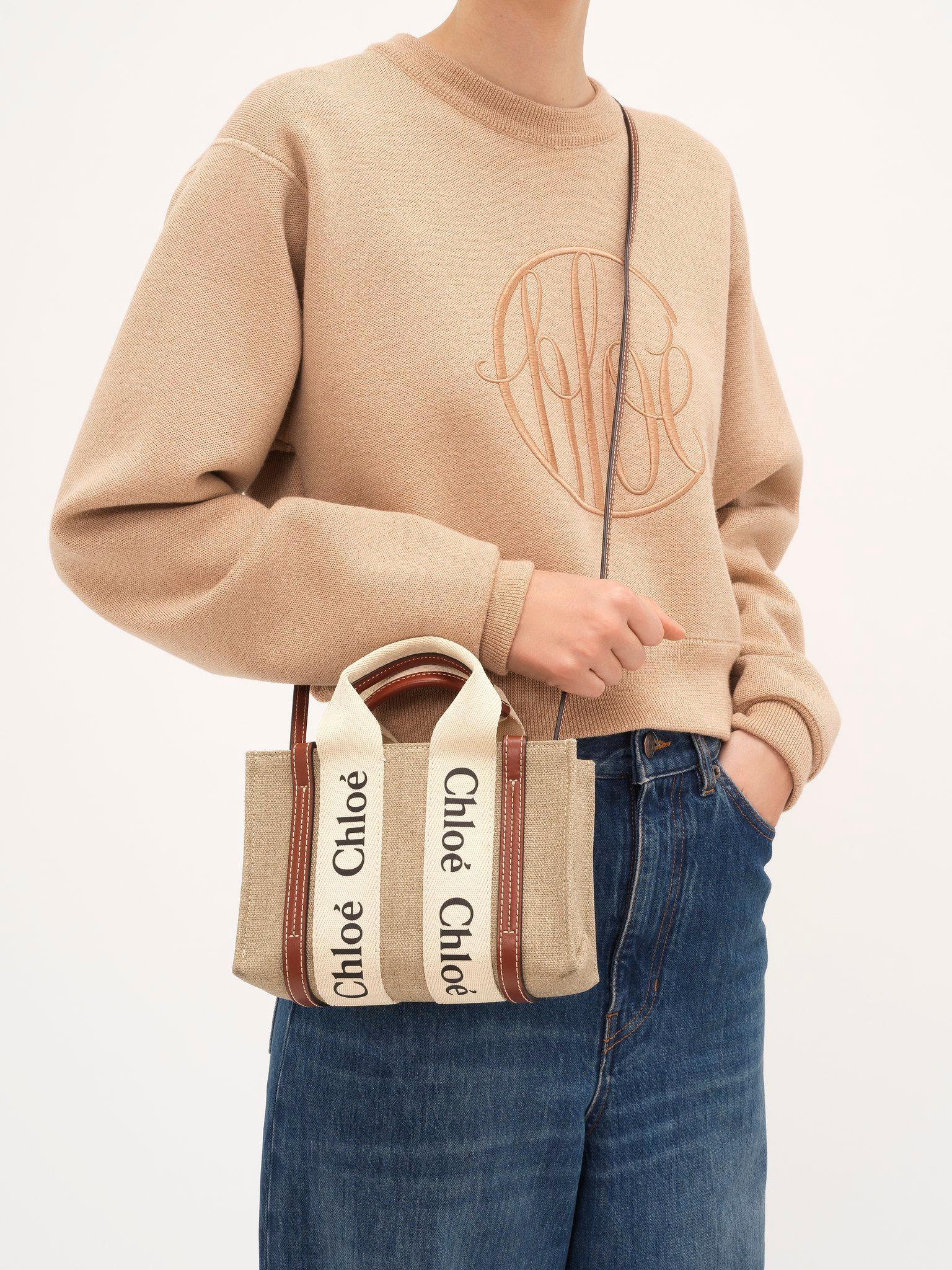 Mini Woody tote bag in linen Product Image