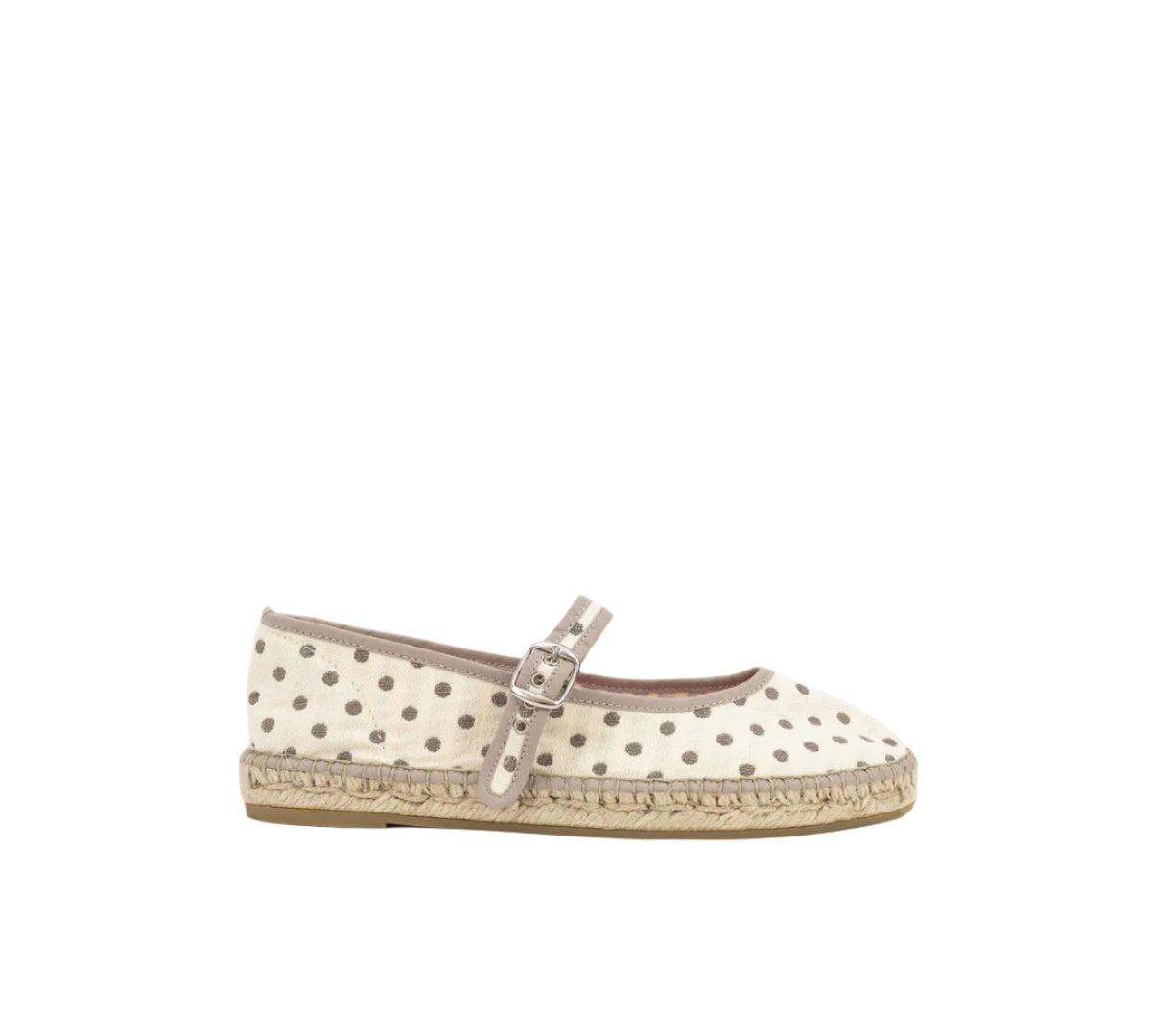 Espadrille Mary Jane Taupe Polka Dots Product Image