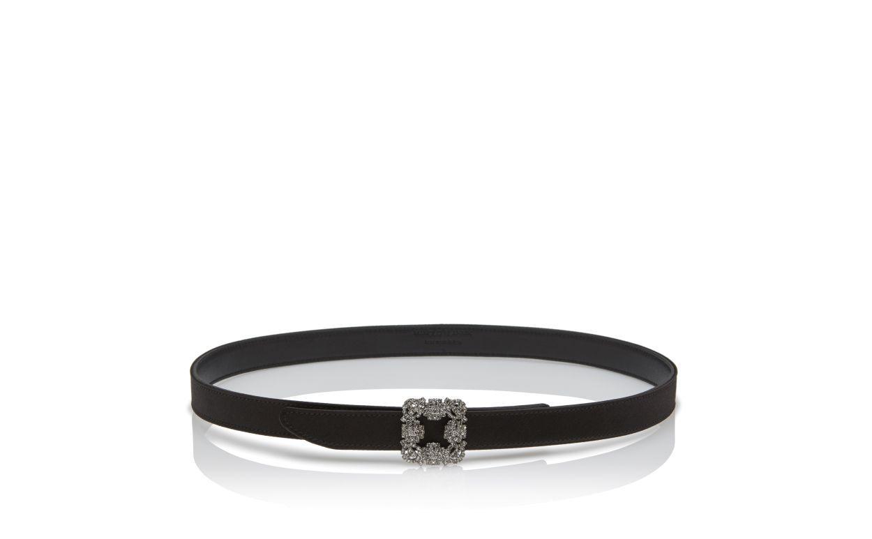HANGISI BELT MINI Black Satin Crystal Buckled Belt Product Image