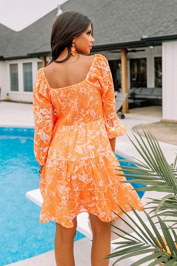 Coastal Caravan Smocked Dress In Neon Orange Product Image