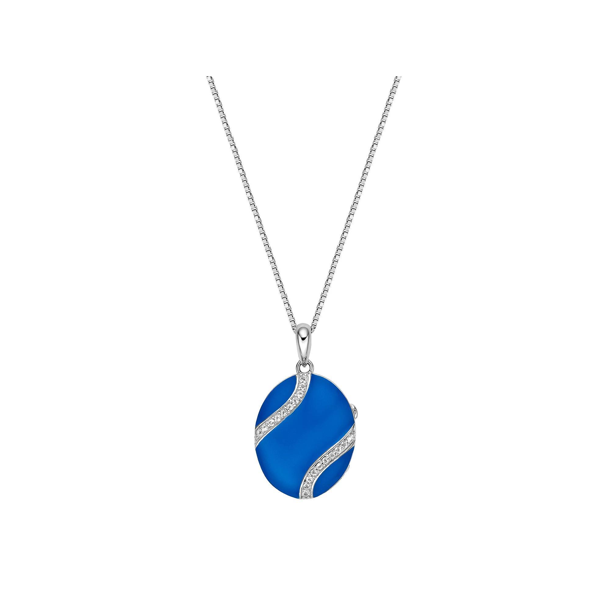 Gemminded Sterling Silver Lab-Created White Sapphire Enamel Locket Pendant Necklace, Women's, Size: 18" Product Image