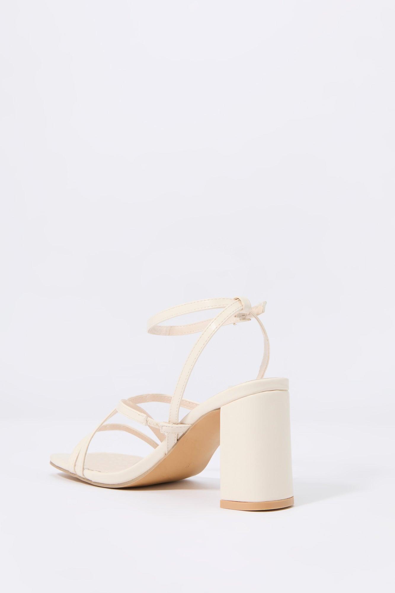 Faux Leather Open Toe Strappy Heel Female Product Image