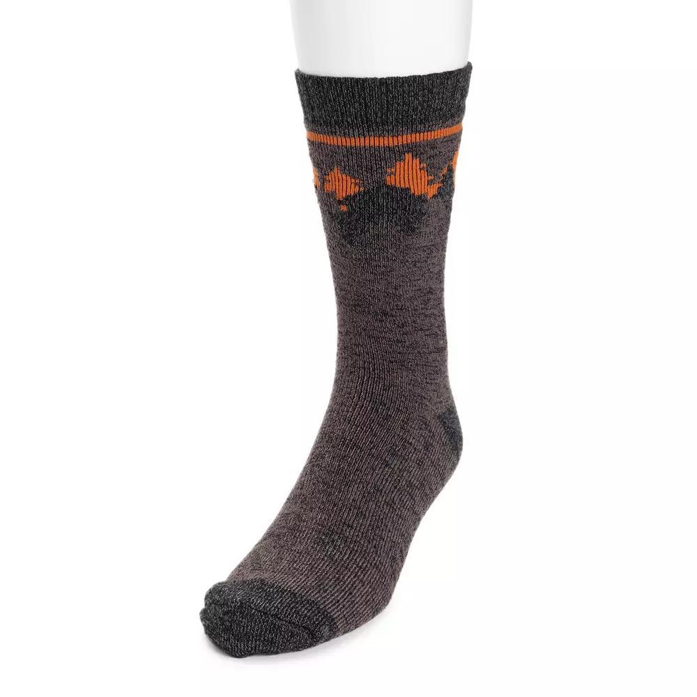 Men's MUK LUKS Stripe Top Crew Socks, Brown Tree Product Image