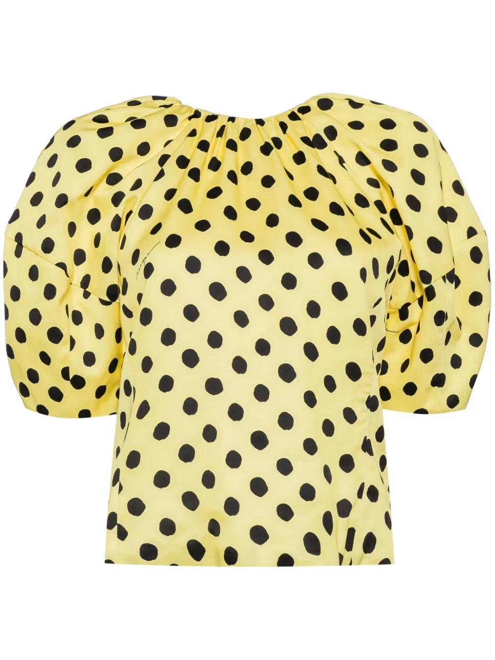 MSGM Polka Dot-print Blouse In Yellow Product Image