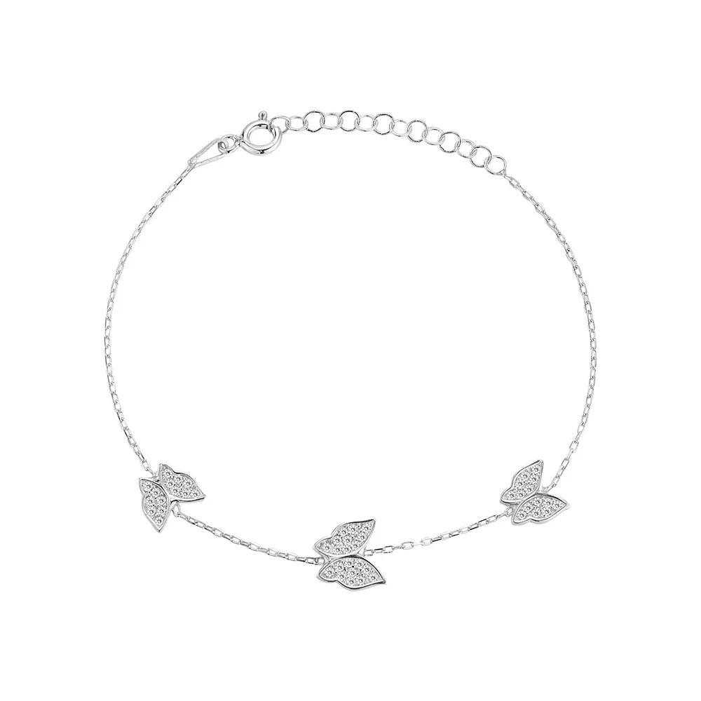 Sunkissed Sterling Cubic Zirconia Triple Butterfly Bracelet, Women's, Silver Tone Product Image