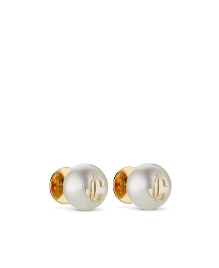 JIMMY CHOO Gold-finish Metal Jc Pearl Stud Earrings Accessories In White Product Image