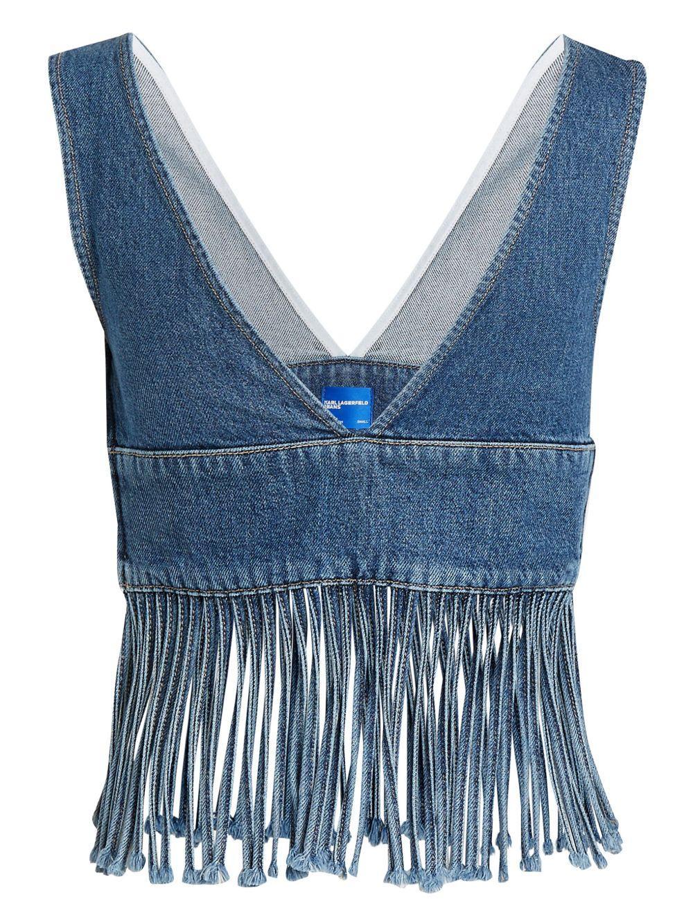 fringed denim top Product Image