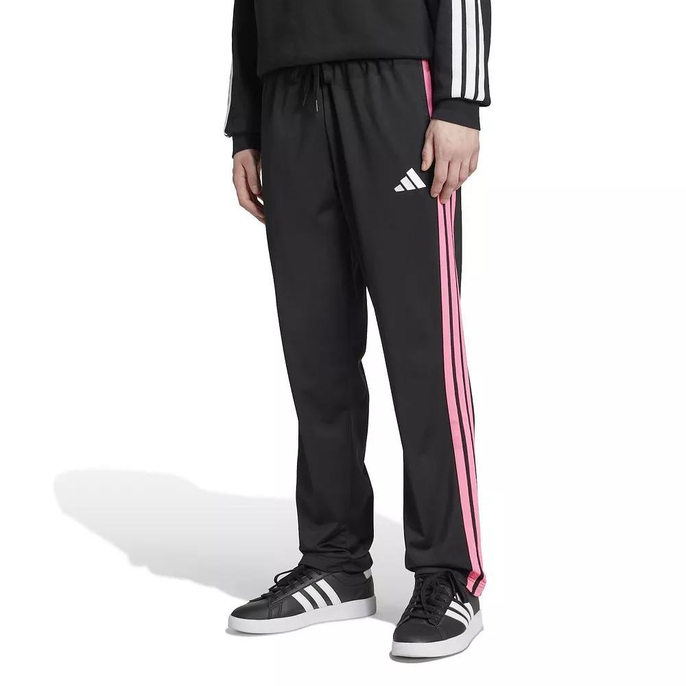 Big & Tall adidas 3-Stripes Tricot Open Hem Track Pants, Men's, Size: 4XL, Black Lucid Pink Product Image