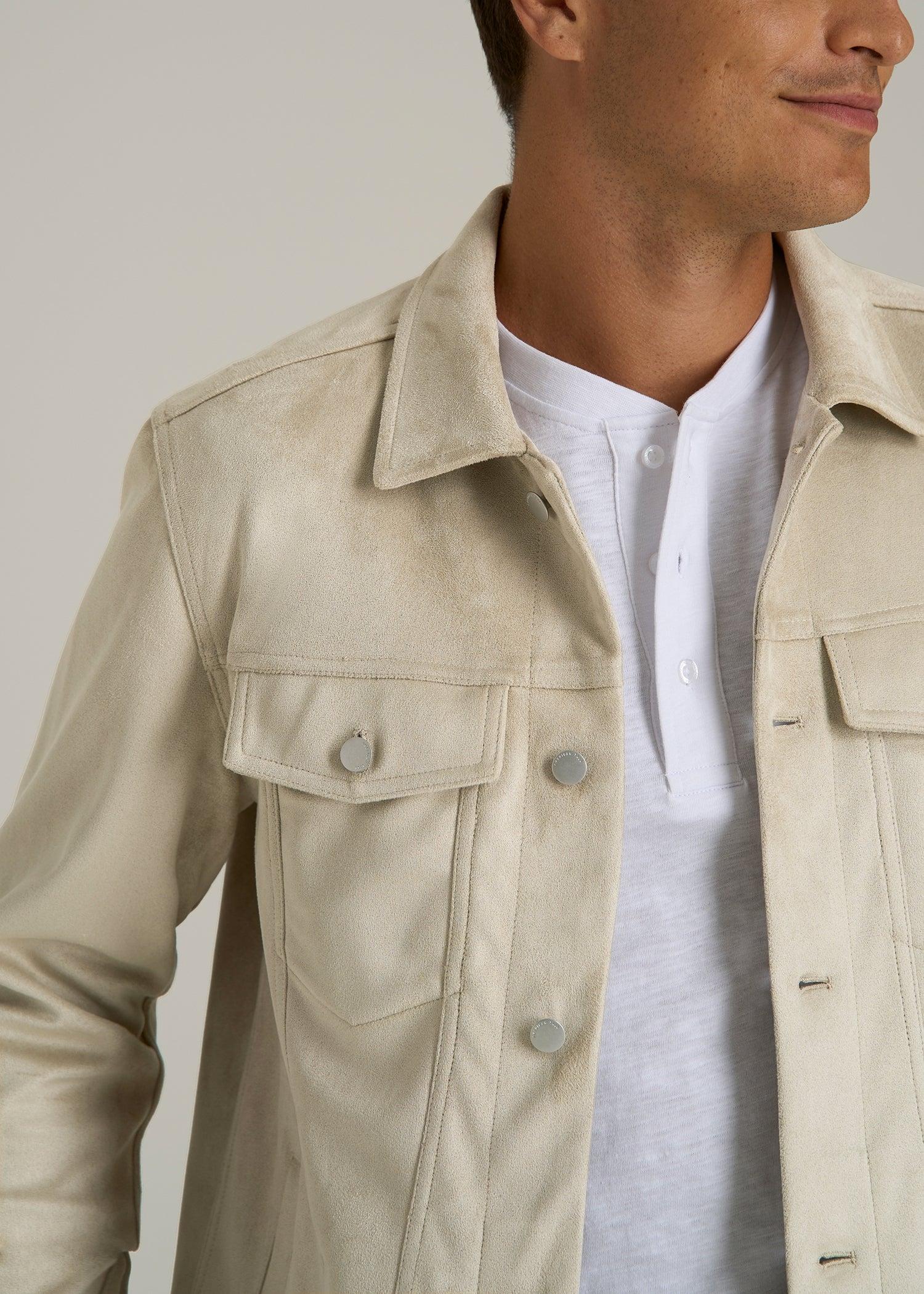 Faux Suede Trucker Jacket for Tall Men in Overcast Male Product Image