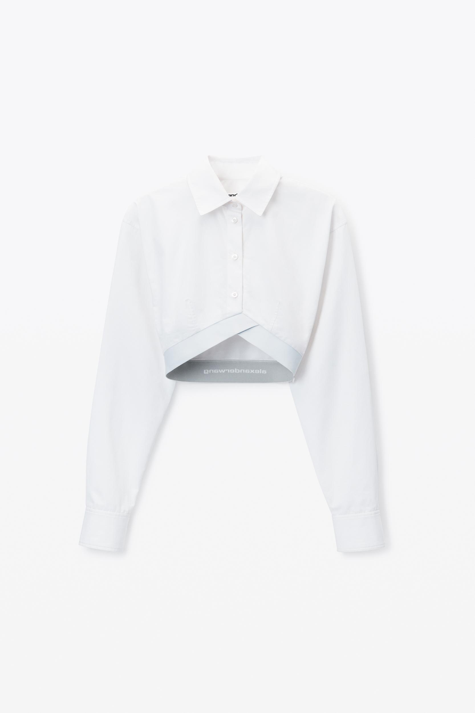 Cropped Shirt In Organic Cotton With Logo Elastic Product Image