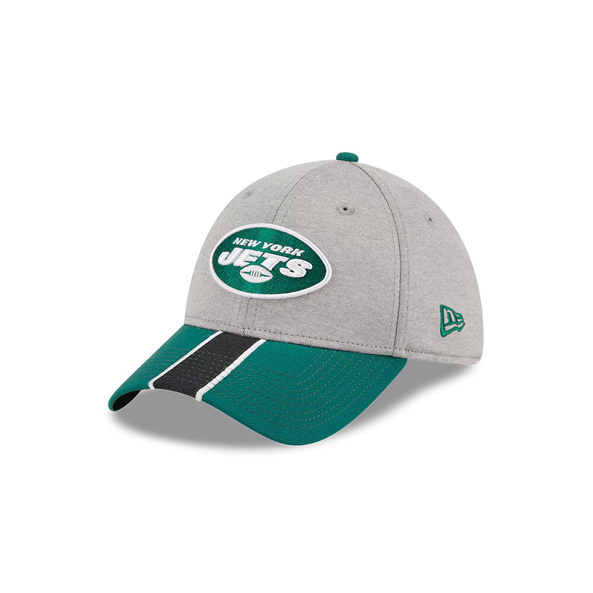 Men's New Era Heather Gray/Green New York Jets Striped 39THIRTY Flex Hat, Size: Large/XL, Grey Product Image