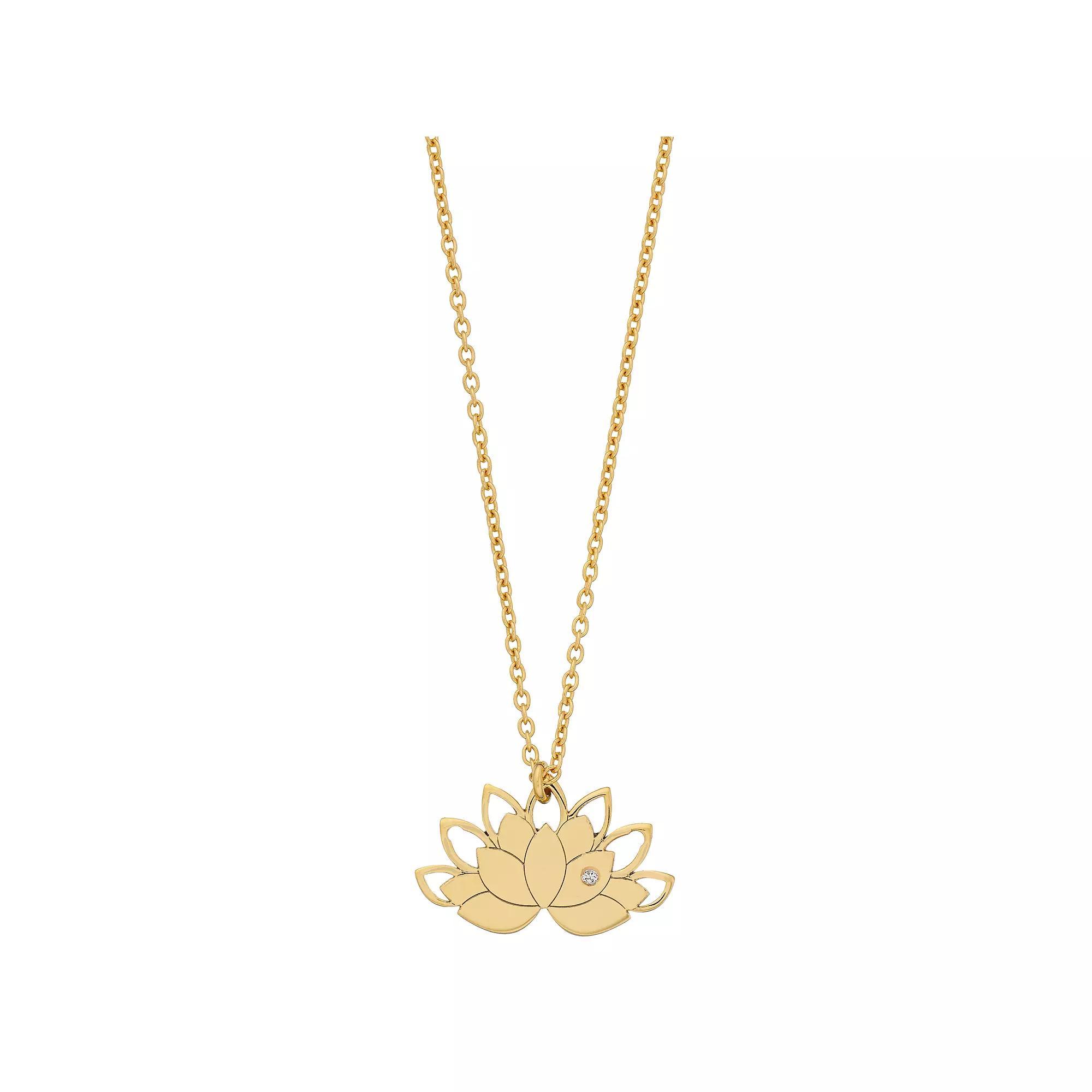 Sterling Silver Lotus Pendant Necklace, Women's, Size: 18", 18k Gold Over Product Image