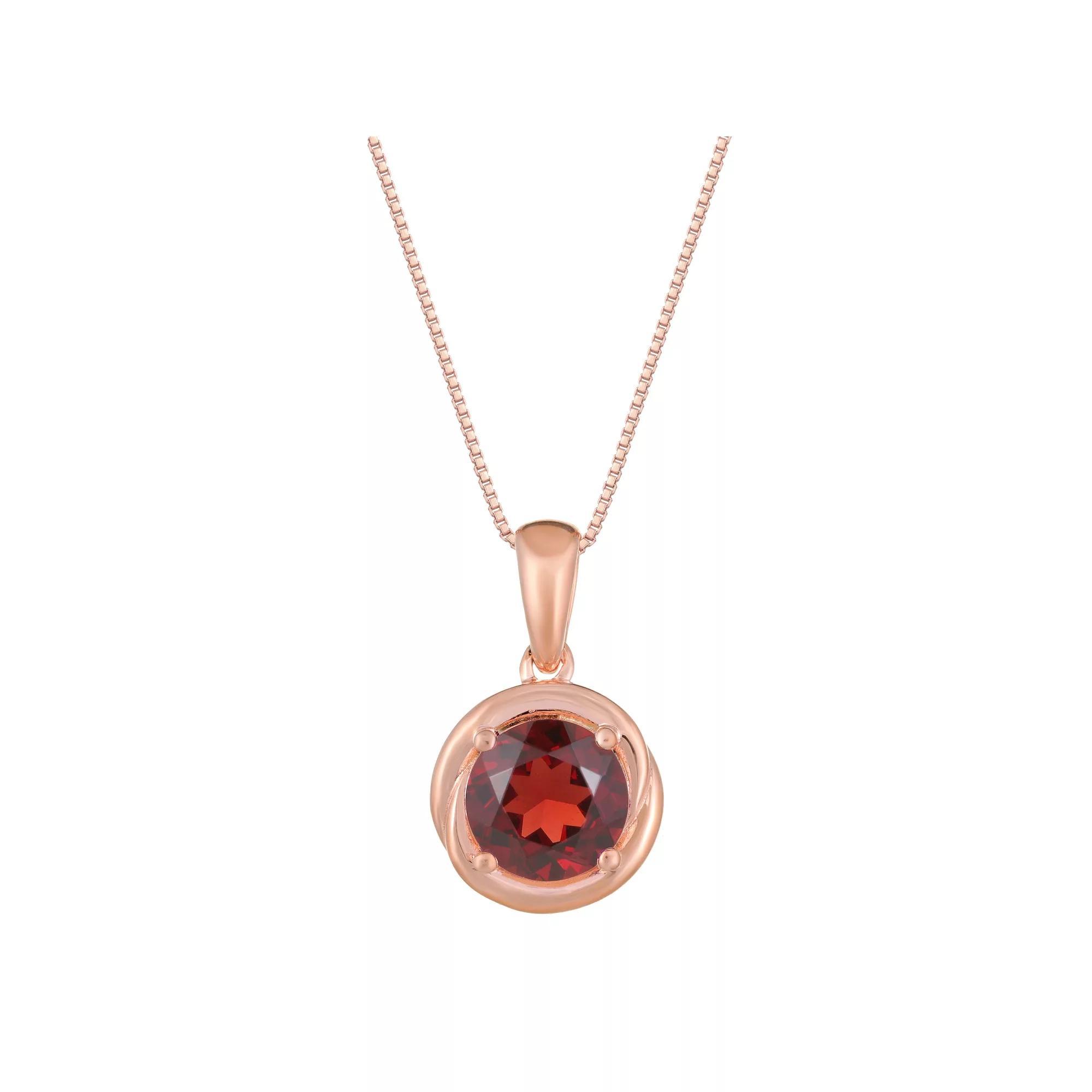 Gemminded 18k Rose Gold Tone Plated Sterling Silver & Amethyst Circle Pendant Necklace, Women's, Size: 18", Pink Tone Product Image