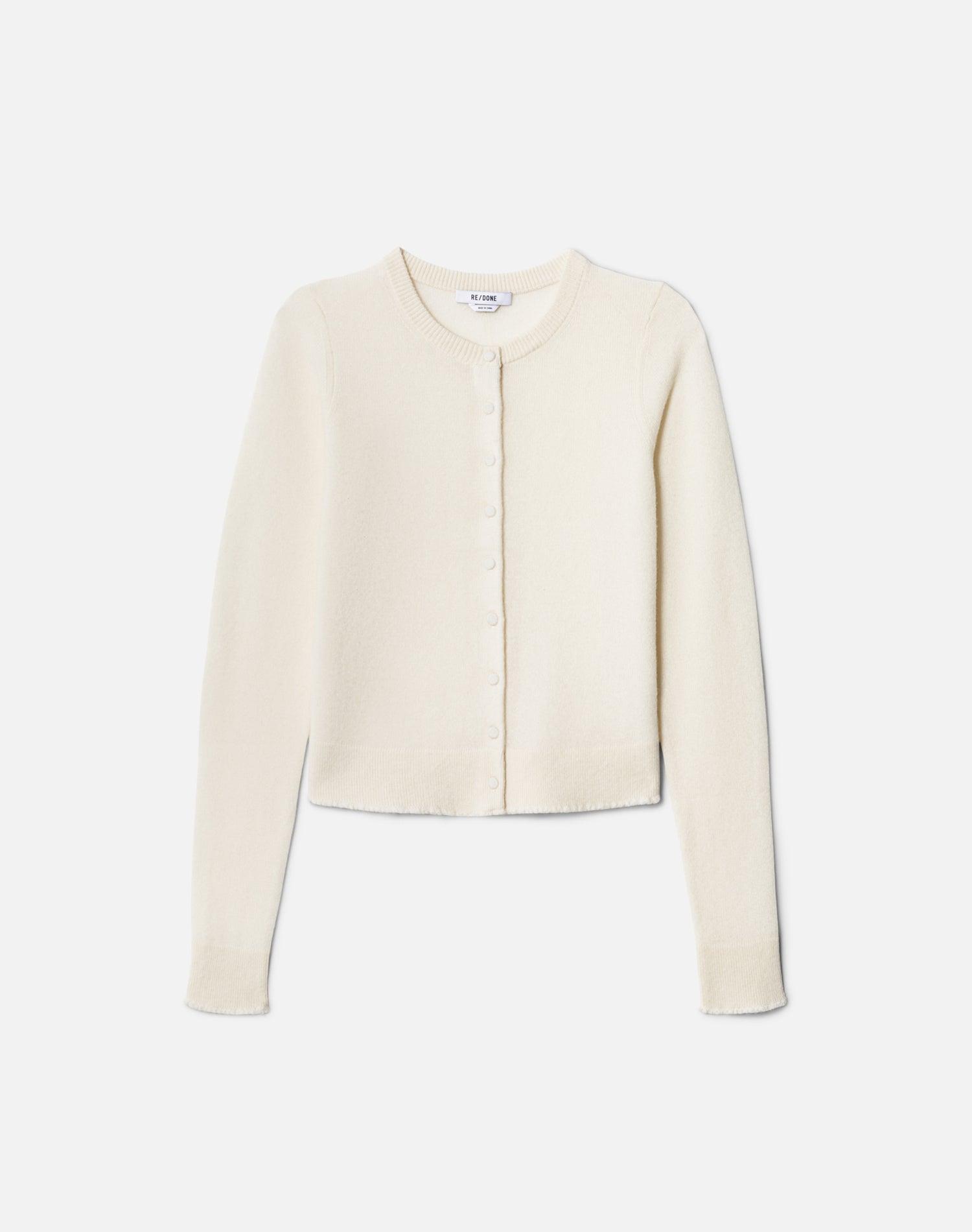 Cashmere Crewneck Cardigan - Ivory Female Product Image