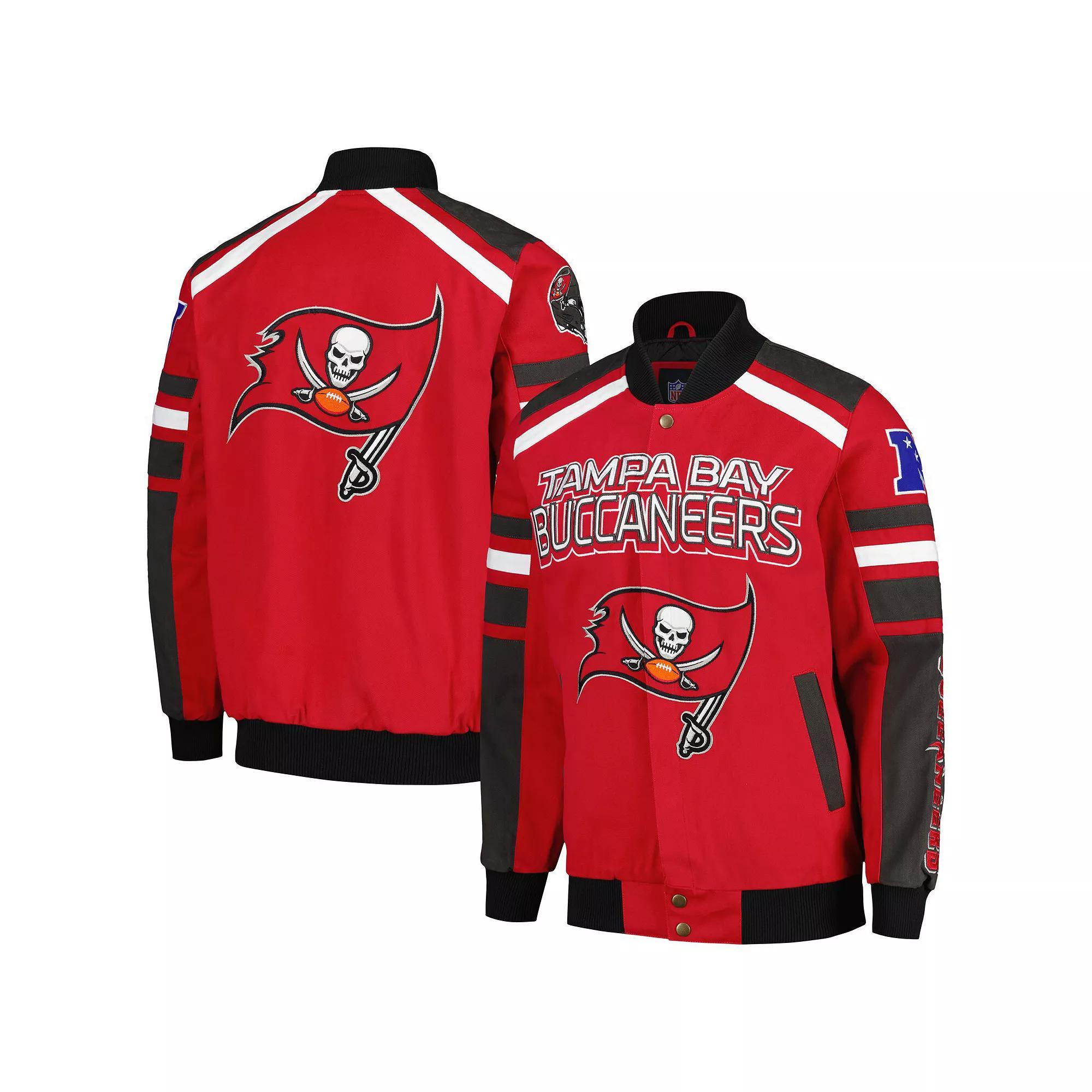 Men's G-III Sports by Carl Banks Orange Denver Broncos Power Forward Racing Full-Snap Jacket, Size: Large Product Image