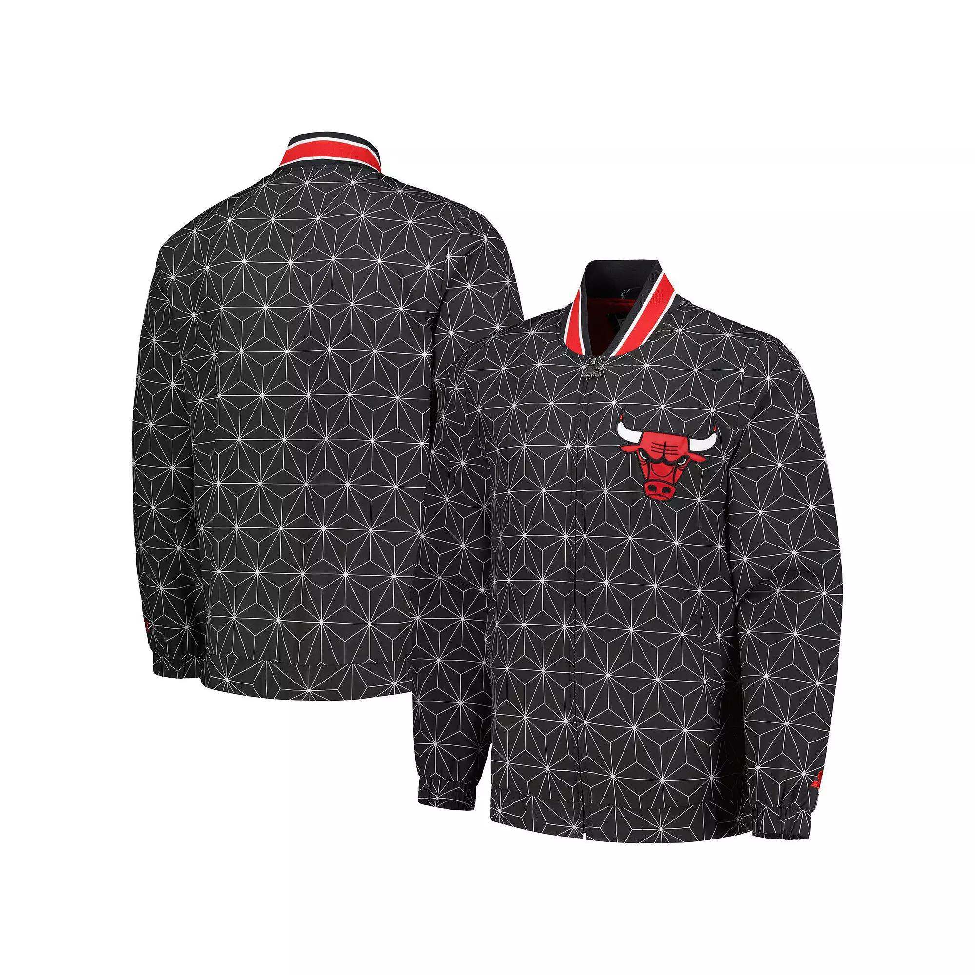 Men's Starter Black Chicago Bulls In-Field Play Fashion Satin Full-Zip Varsity Jacket, Size: XL Product Image