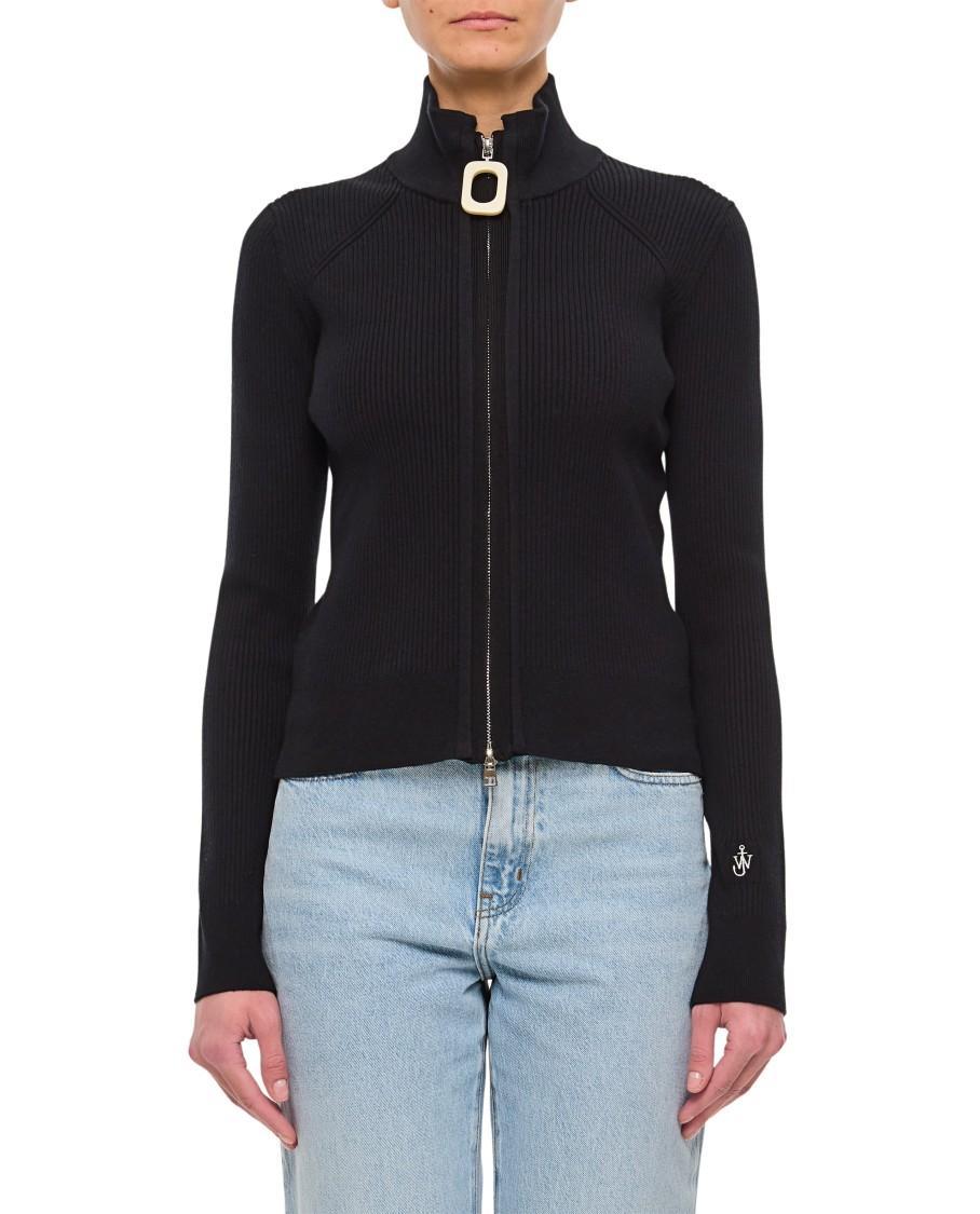 JW ANDERSON J.w. Anderson Fitted Zip Up Cardigan In Black Product Image