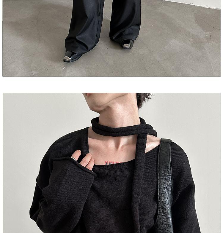 Long Sleeve Round Neck Plain Knit Top Product Image