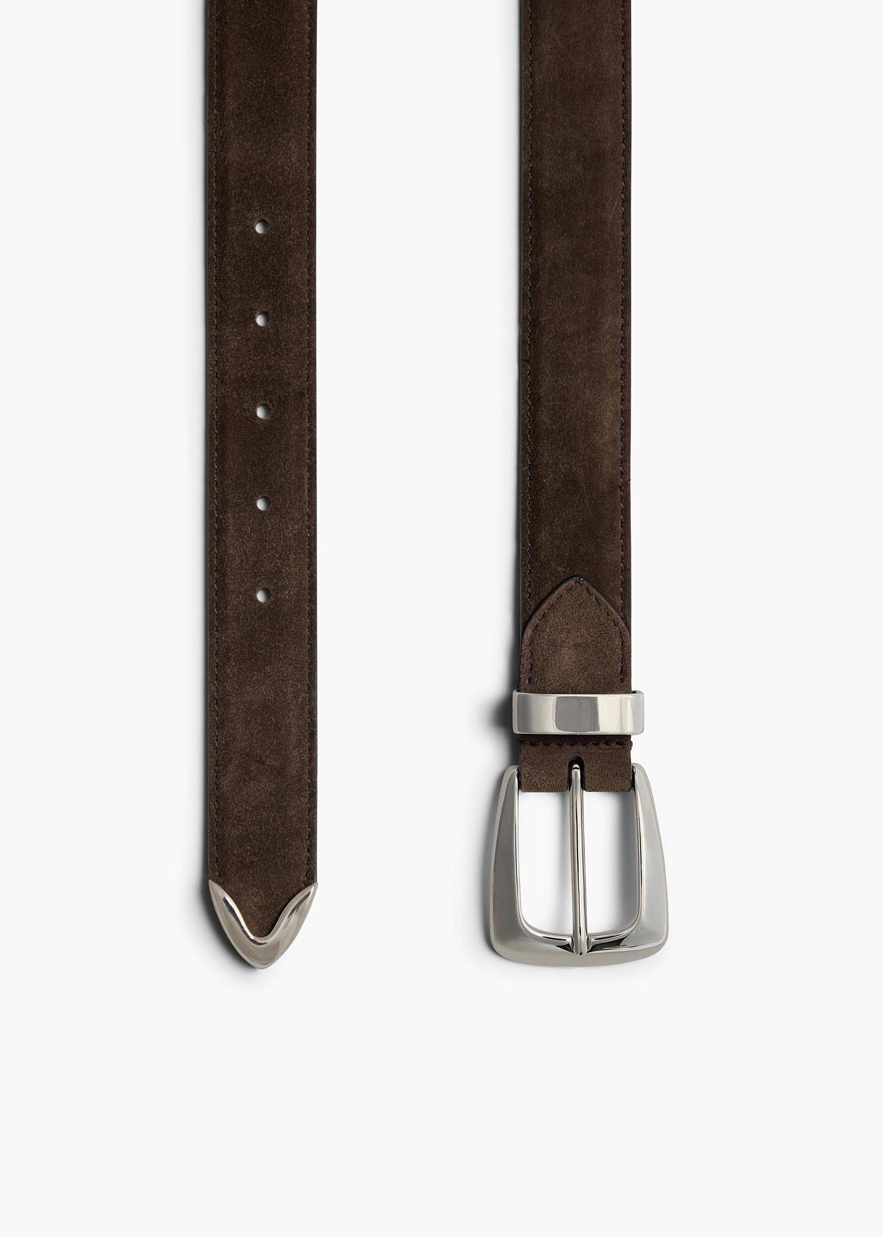 Benny Belt in Ebano Suede with Silver Product Image