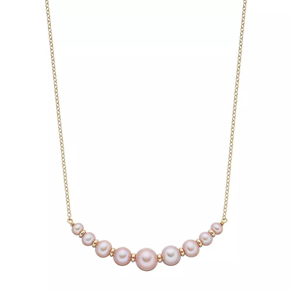 Jewelmak 14k Gold Pink Freshwater Cultured Pearl Rondelle Curved Bar Necklace, Women's, Size: 18" Product Image