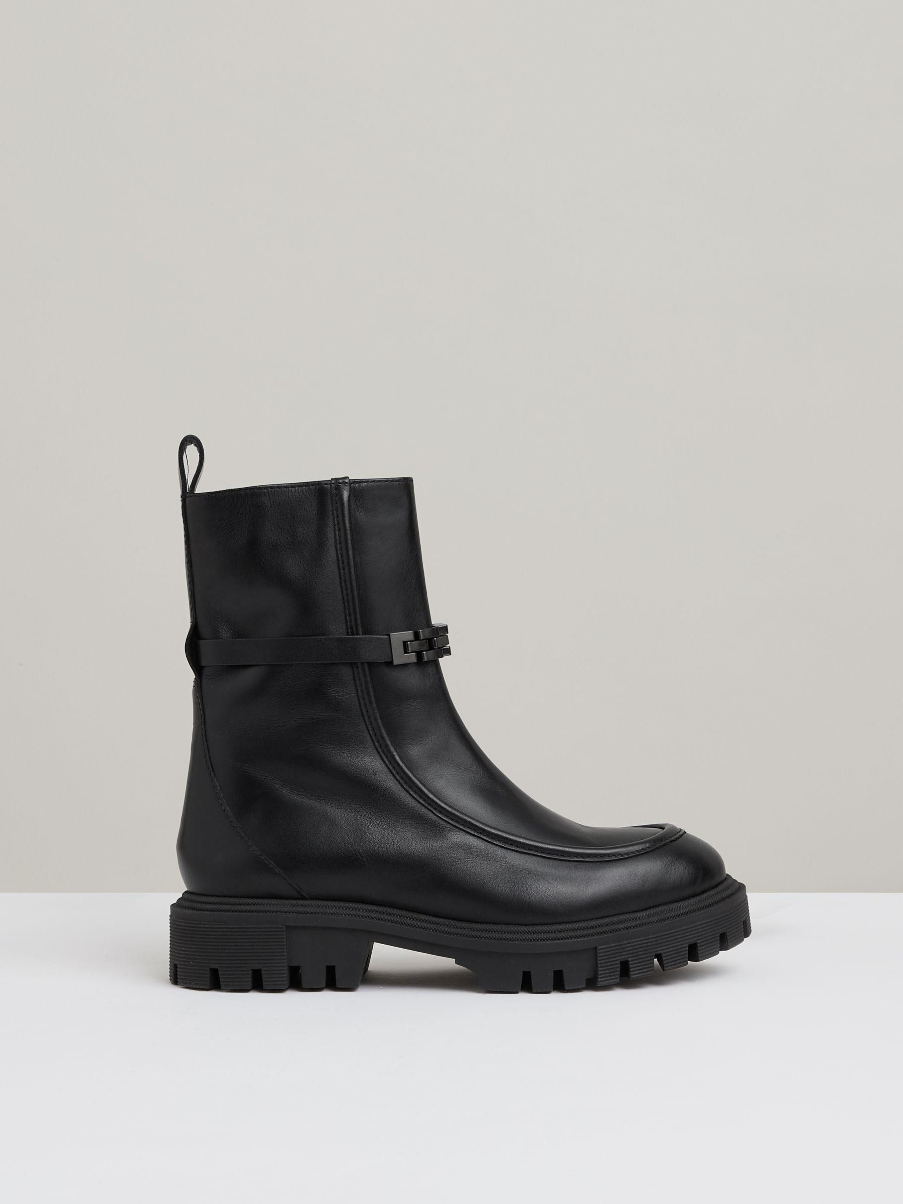 Chain Embellished Ankle Boots in Black Product Image