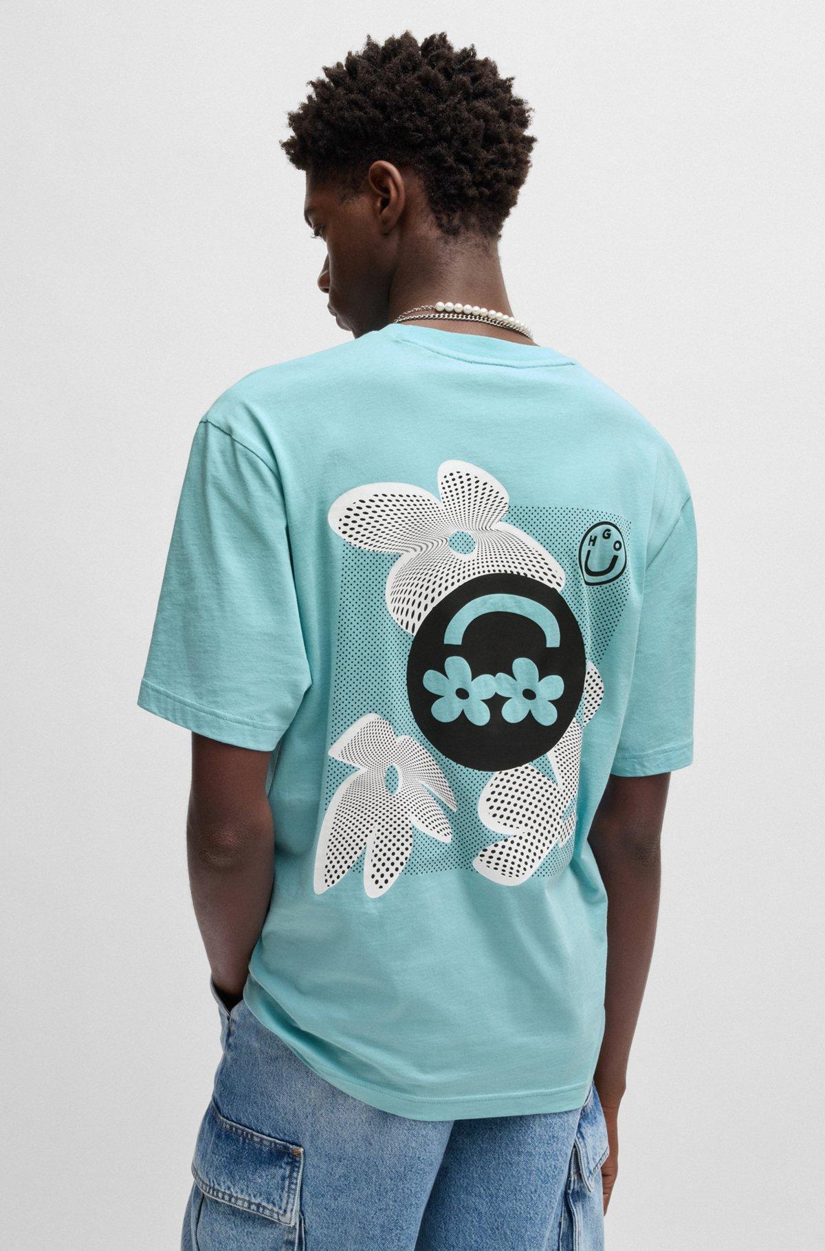 Cotton-jersey T-shirt with logo prints Product Image