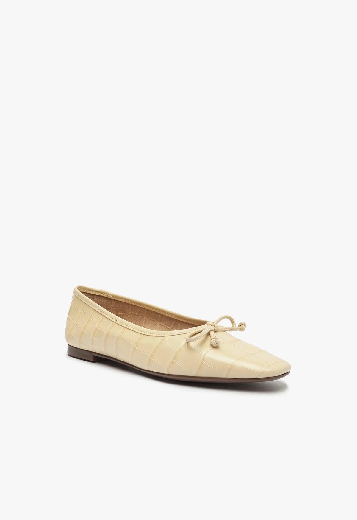 Arissa Crocodile-Embossed Leather Flat Female Product Image