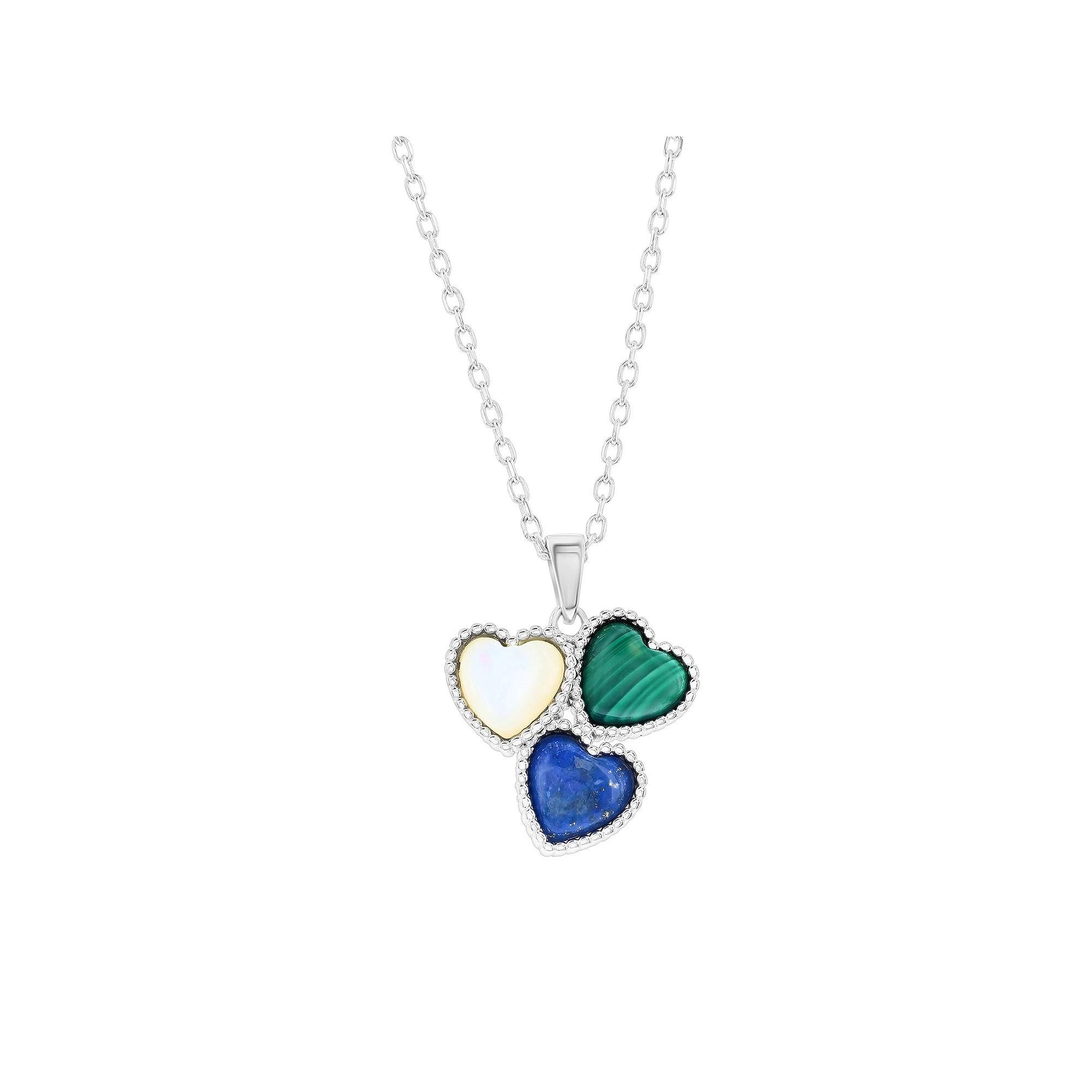 Gemminded Stirling Silver Lab-Created Opal and Lab-Created White Sapphire Pendant Necklace, Women's, Size: 18", Sterling Product Image