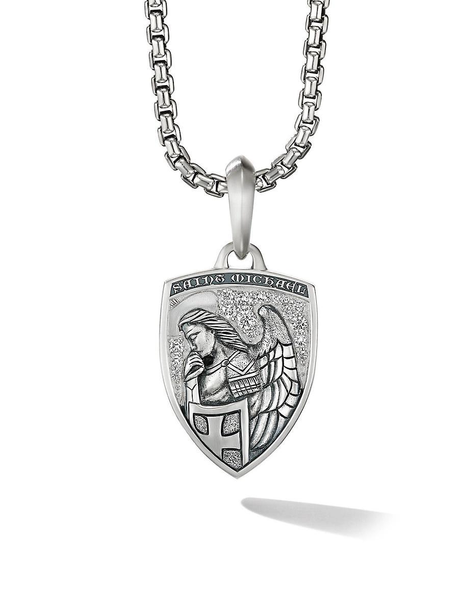 Mens St. Michael Pendant in Silver, 26mm Product Image