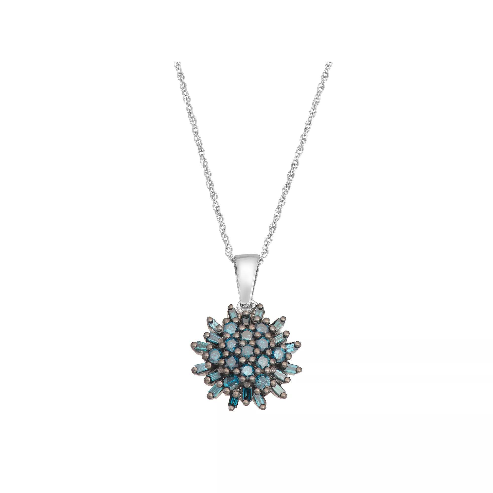 Jewelexcess 3/4 Carat T.W. Blue Diamond Sterling Silver Pendant Necklace, Women's, Size: 18" Product Image