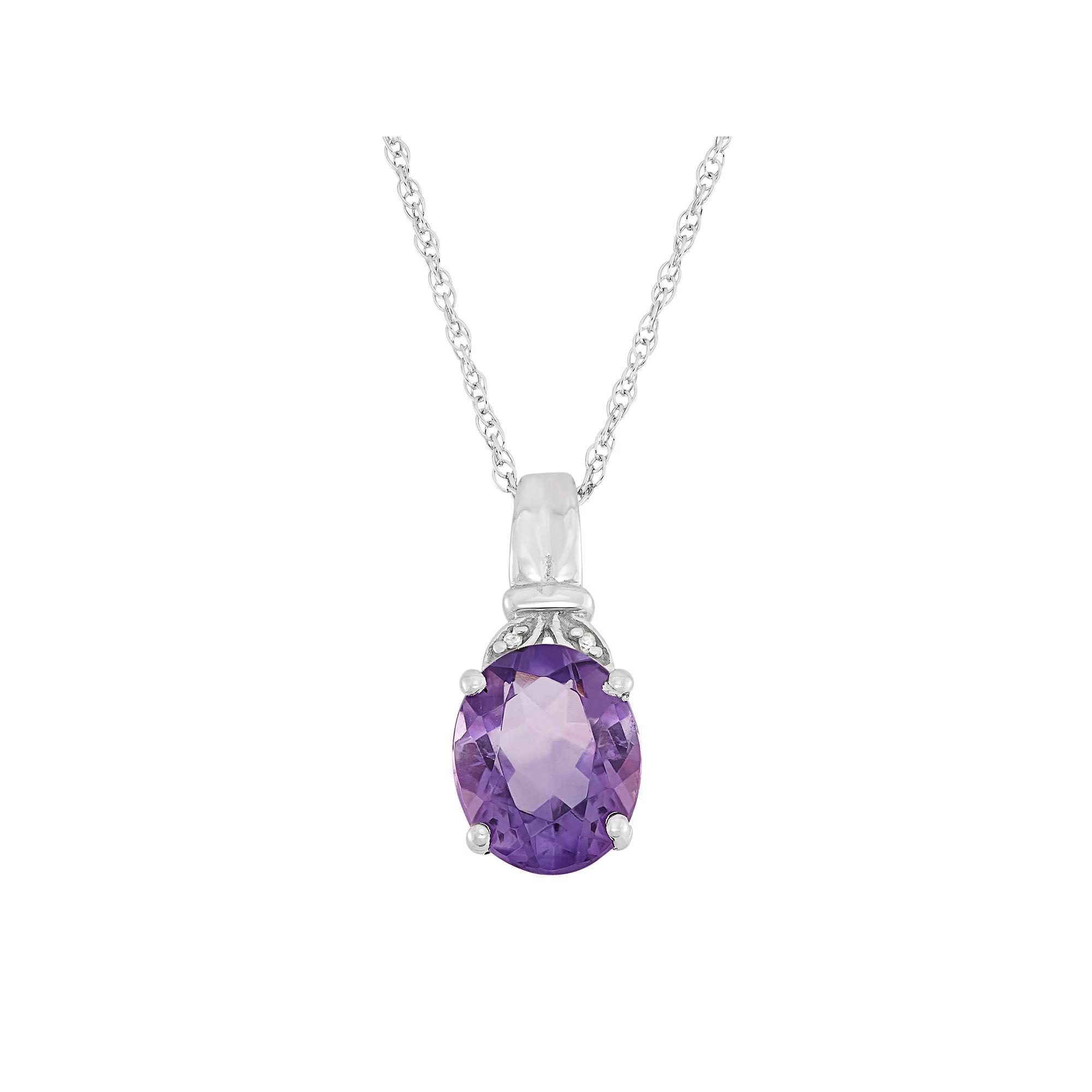 Jewelexcess Amethyst & Diamond Accent Sterling Silver Pendant Necklace, Women's, Size: 18", Purple Product Image