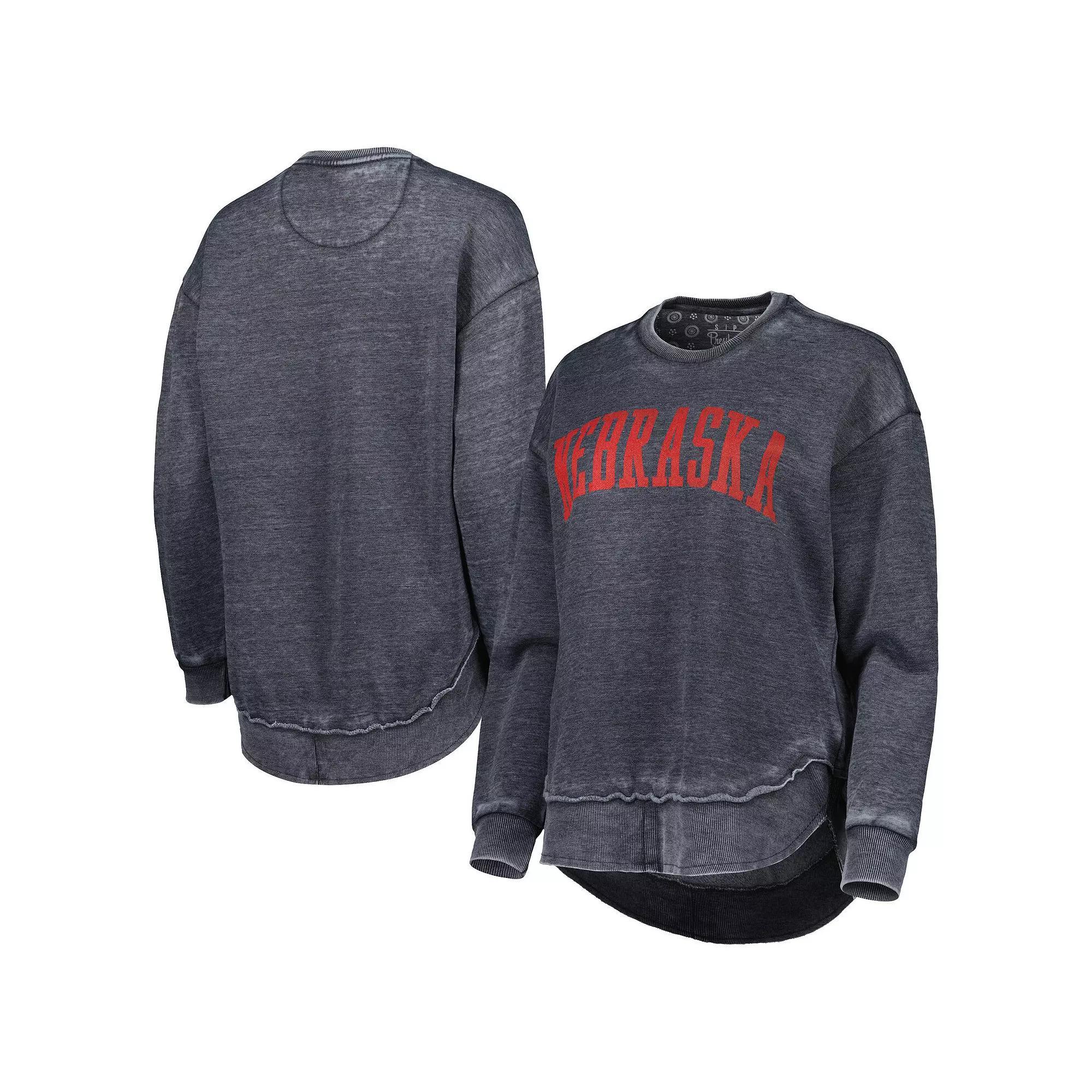 Womens Pressbox Nebraska Huskers Vintage Wash Pullover Sweatshirt Product Image