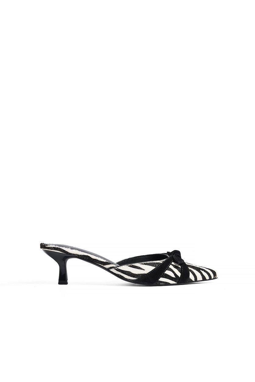 Printed Leather Bow Kitten Heels Product Image